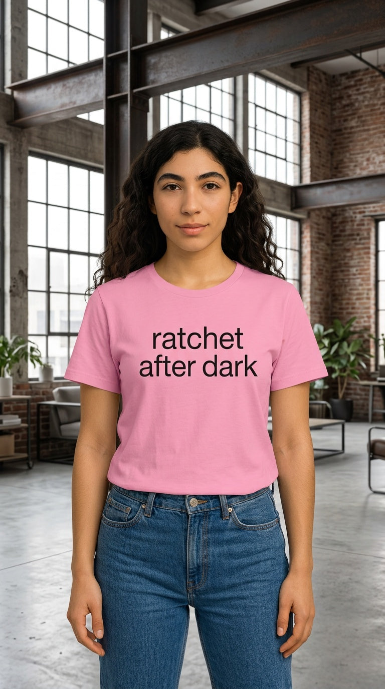 Women’s 'RATCHET AFTER DARK' organic ribbed neck Tee