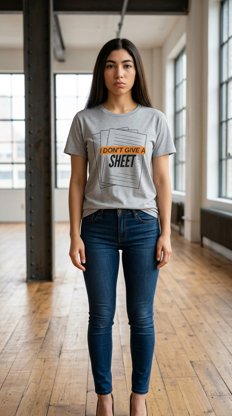 Womens 'DONT GIVE A SHEET' organic ribbed neck t-shirt