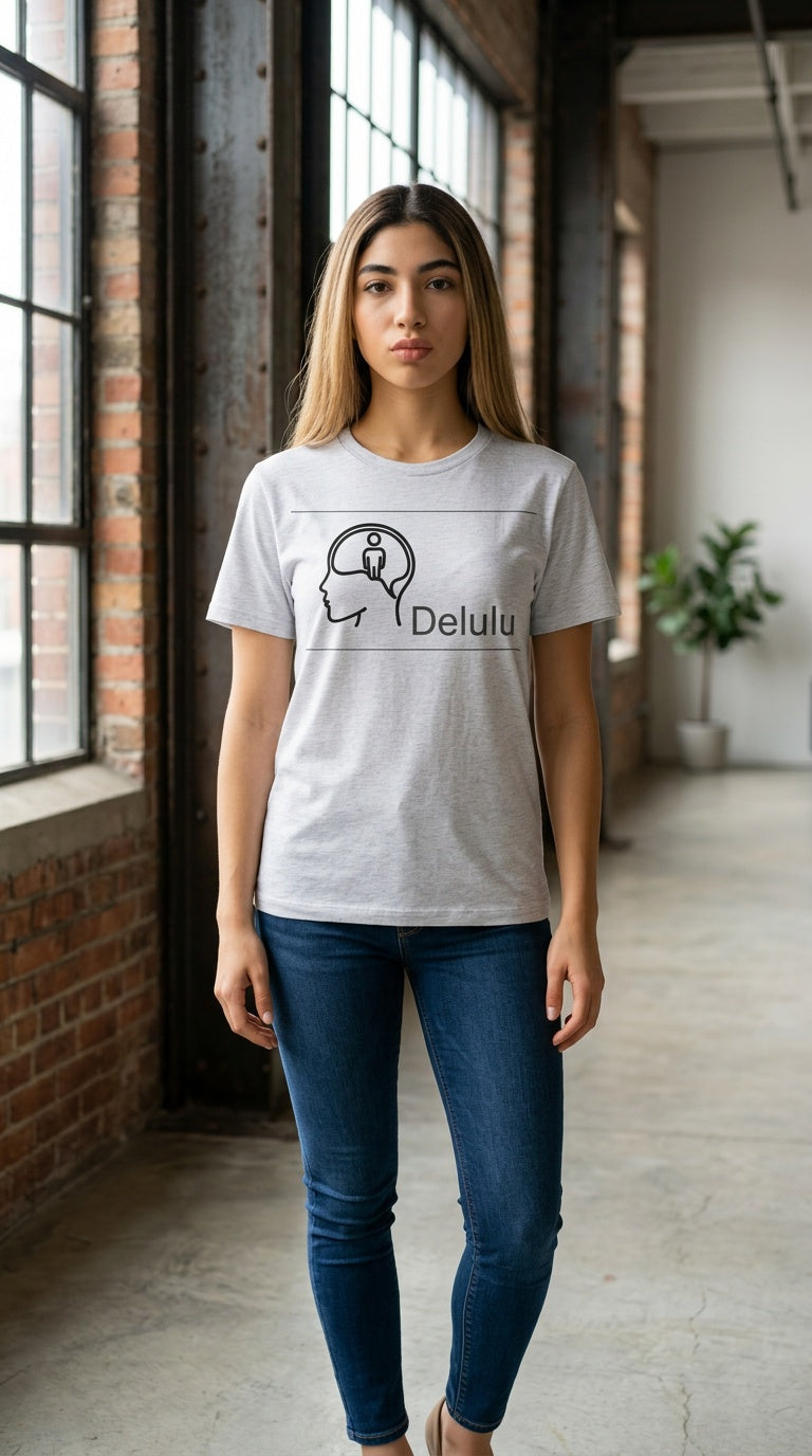 Womens 'DELULU' organic ribbed neck Tee