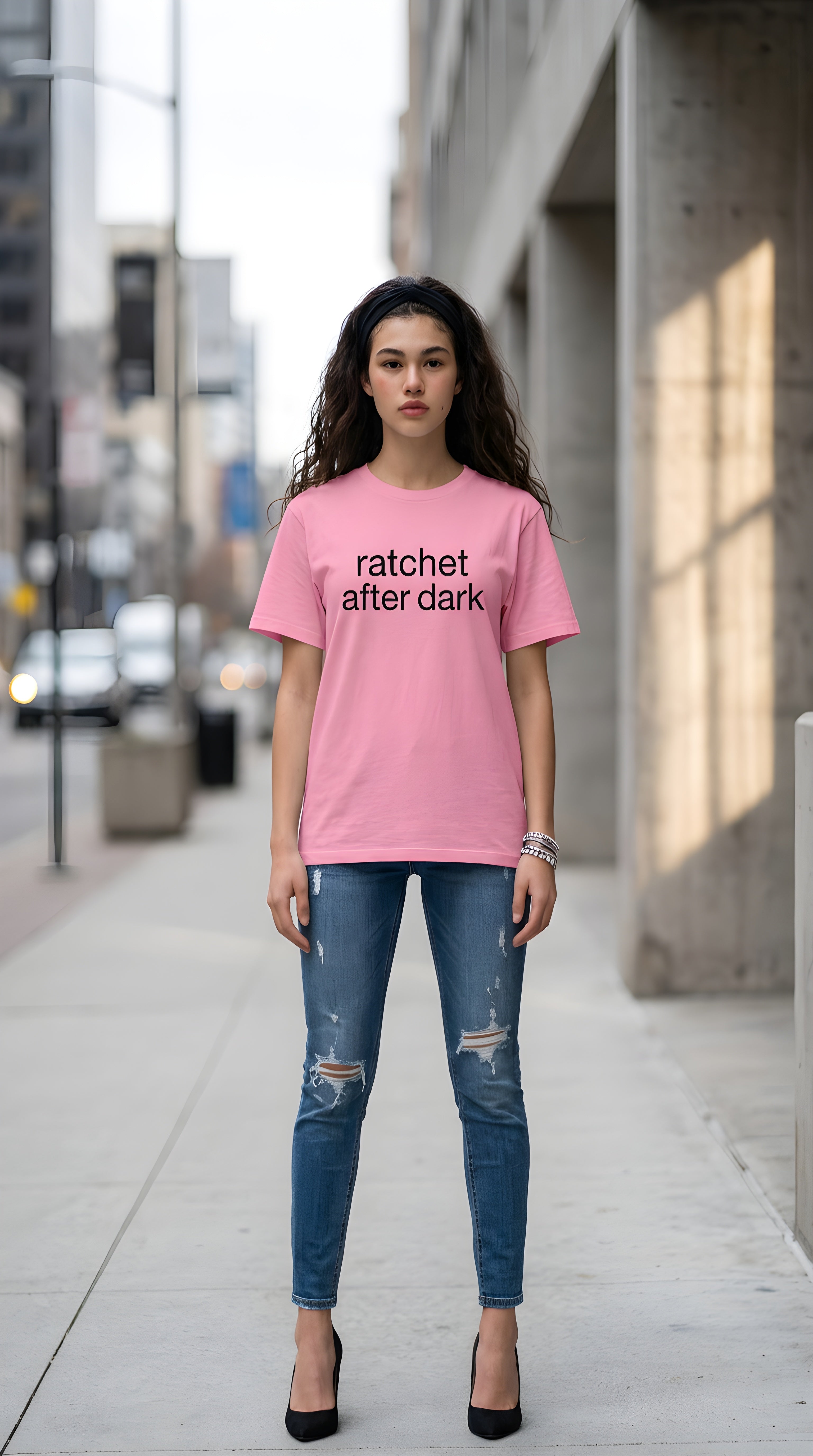 Womens Racthet After Dark  organic ribbed neck Tee