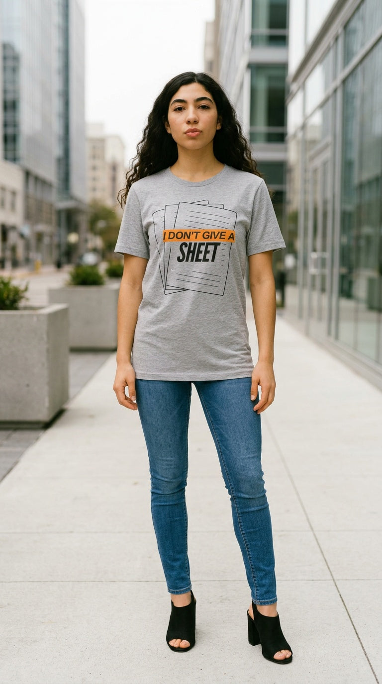 Womens 'DONT GIVE A SHEET' organic ribbed neck t-shirt