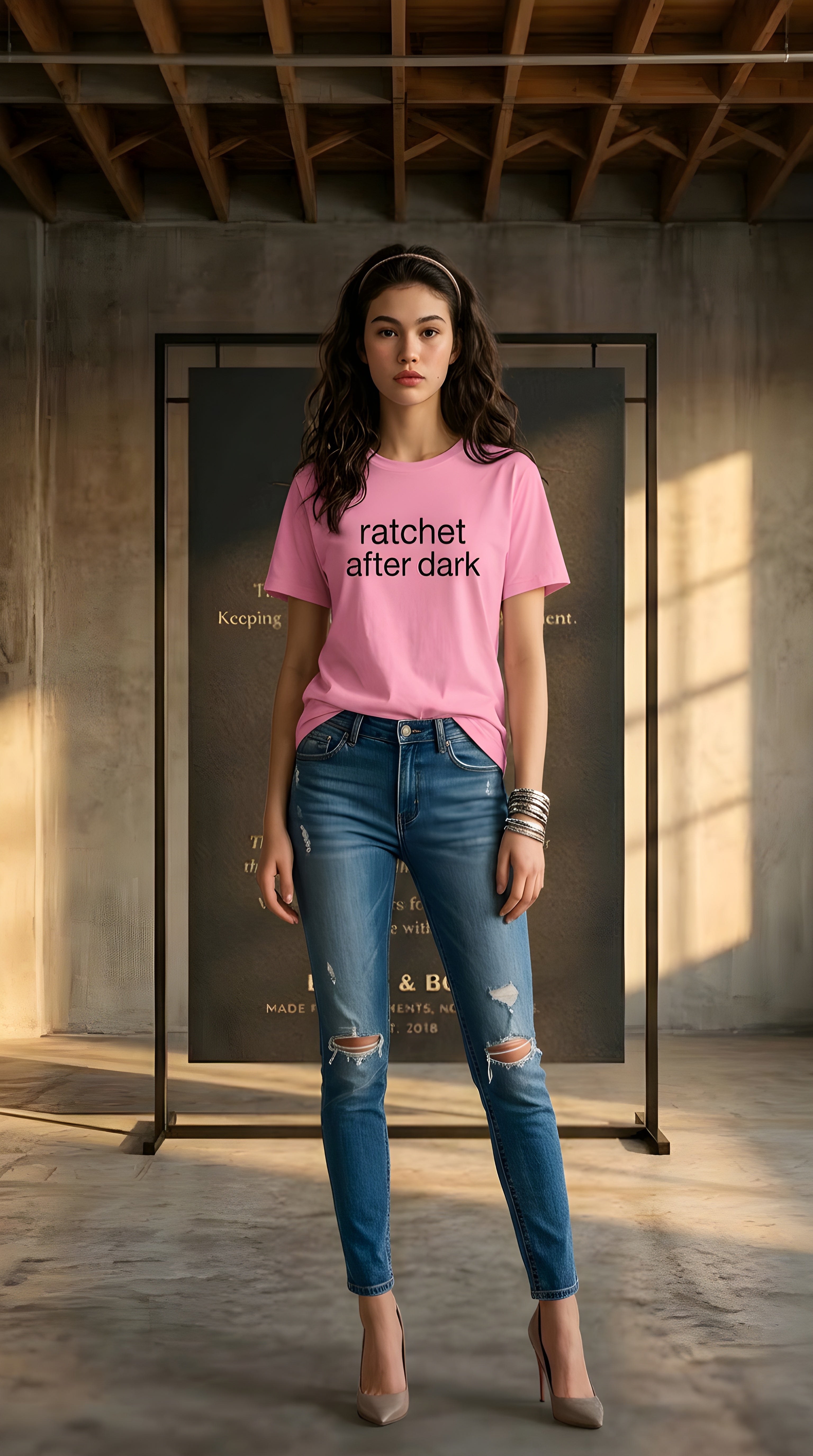 Womens Racthet After Dark  organic ribbed neck Tee