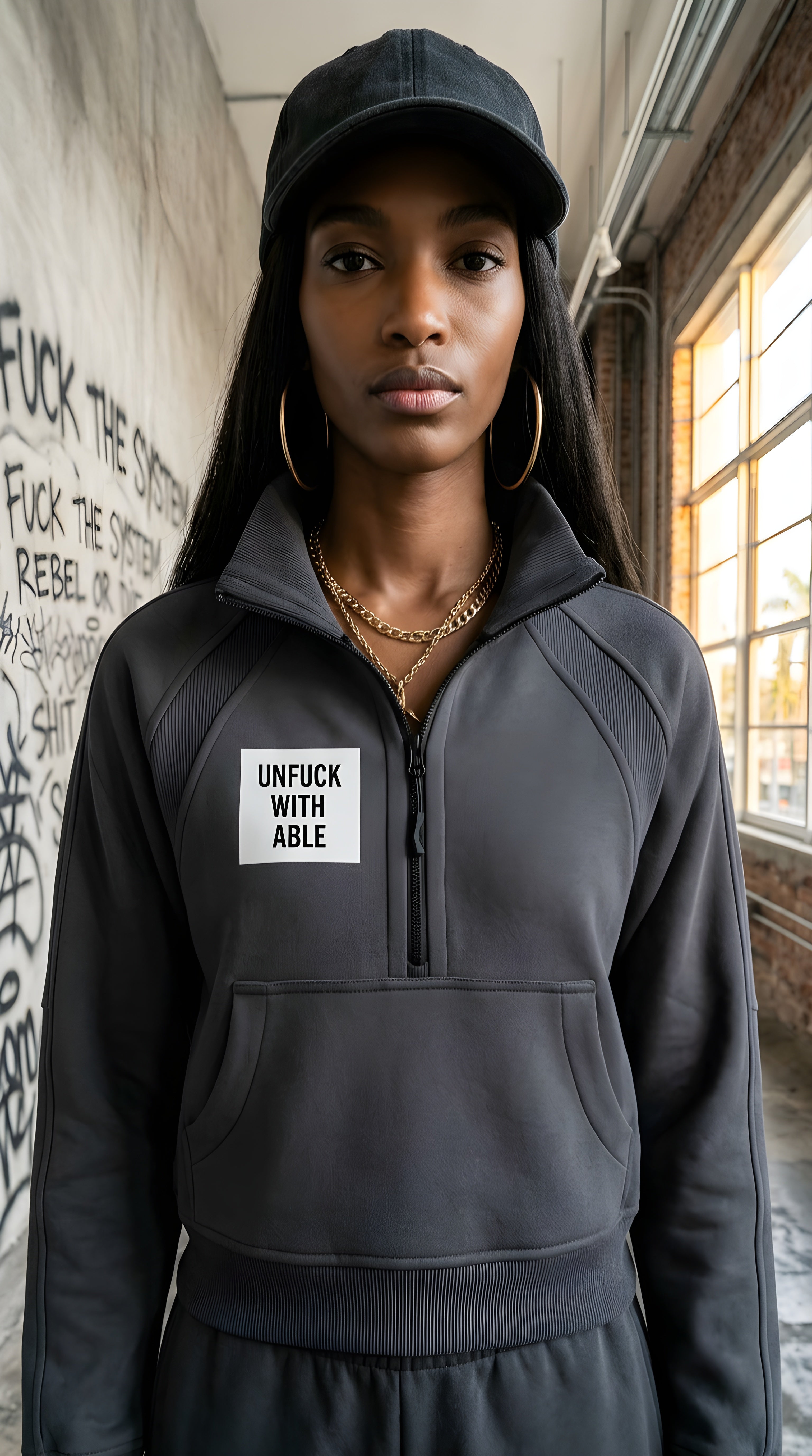 Womens Cropped Half-Zip Sweatshirt