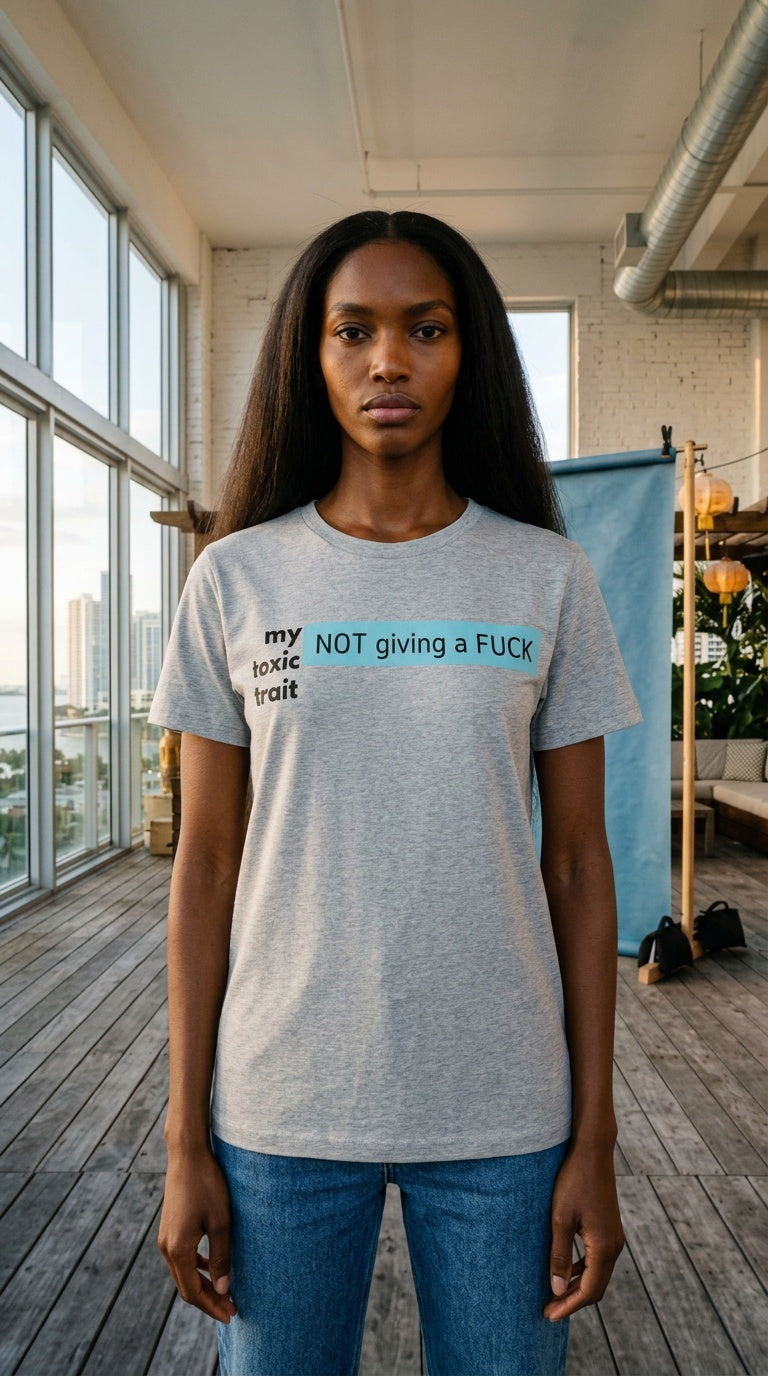 Womens 'TOXIC TRAIT' organic ribbed neck Tee