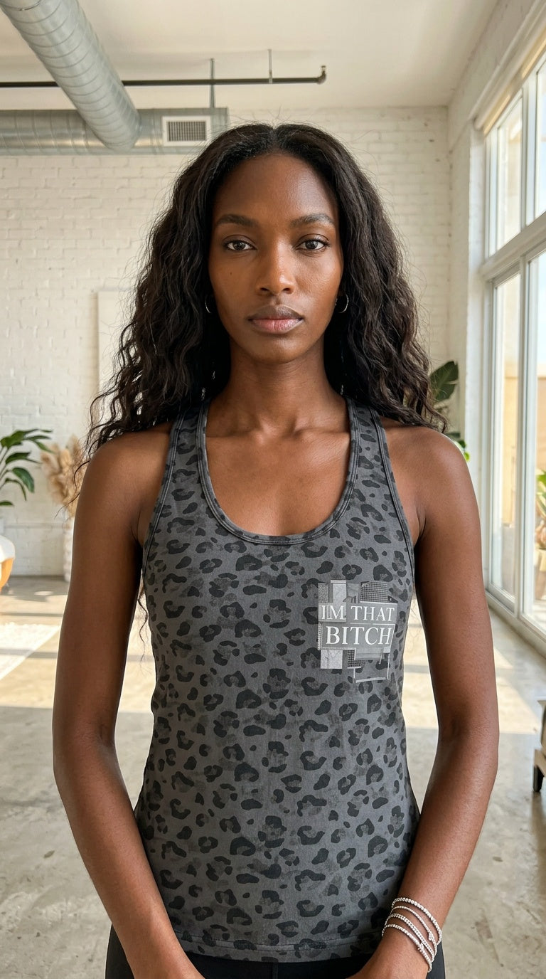 WOMENS 'THAT BITCH' Leopard print Tank