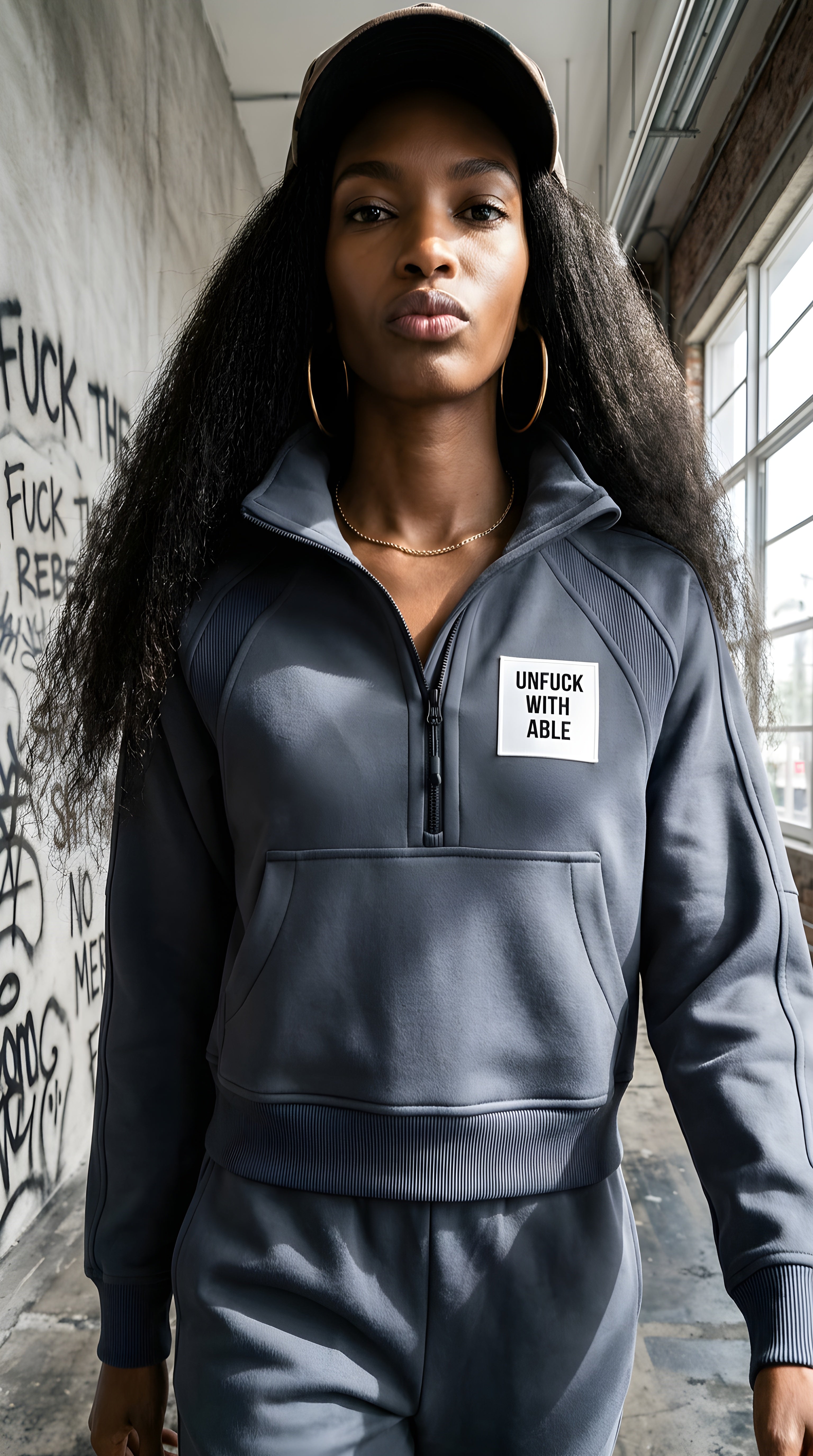Womens Cropped Half-Zip Sweatshirt