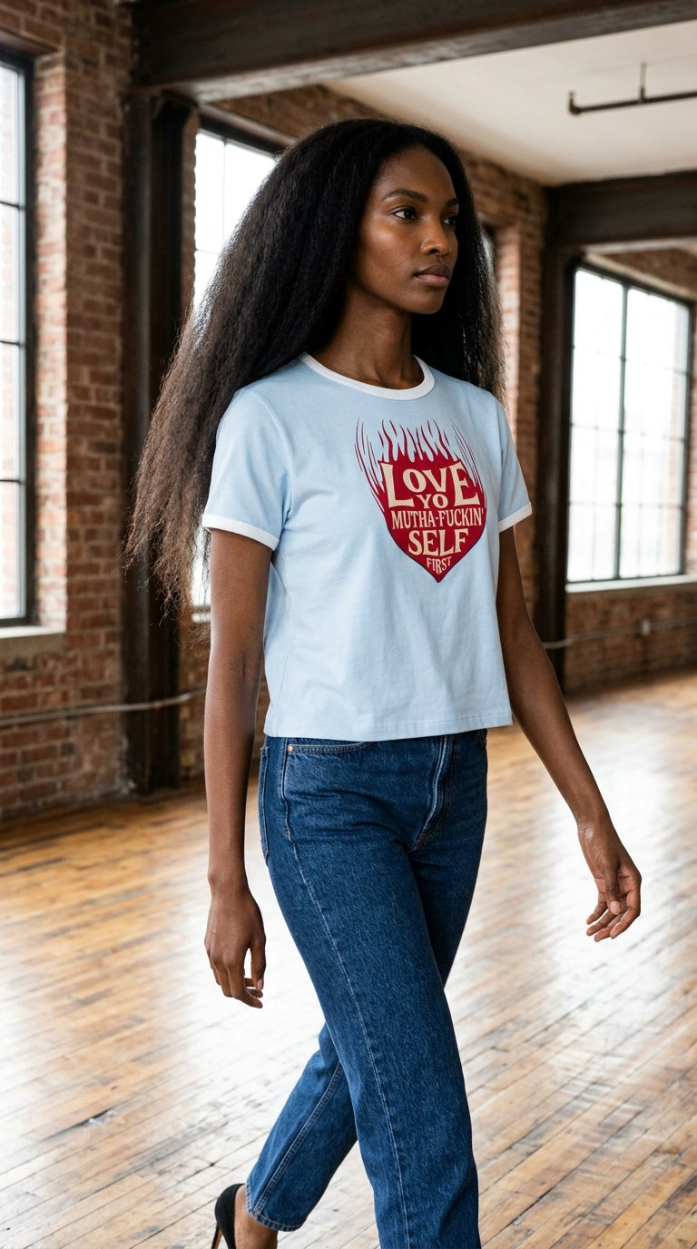Women’s Color Block Crop T-Shirt