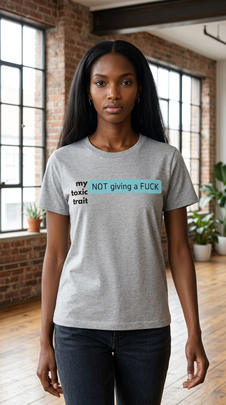 Womens 'TOXIC TRAIT' organic ribbed neck Tee