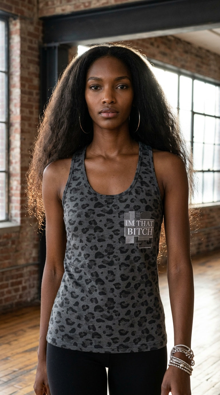 WOMENS 'THAT BITCH' Leopard print Tank