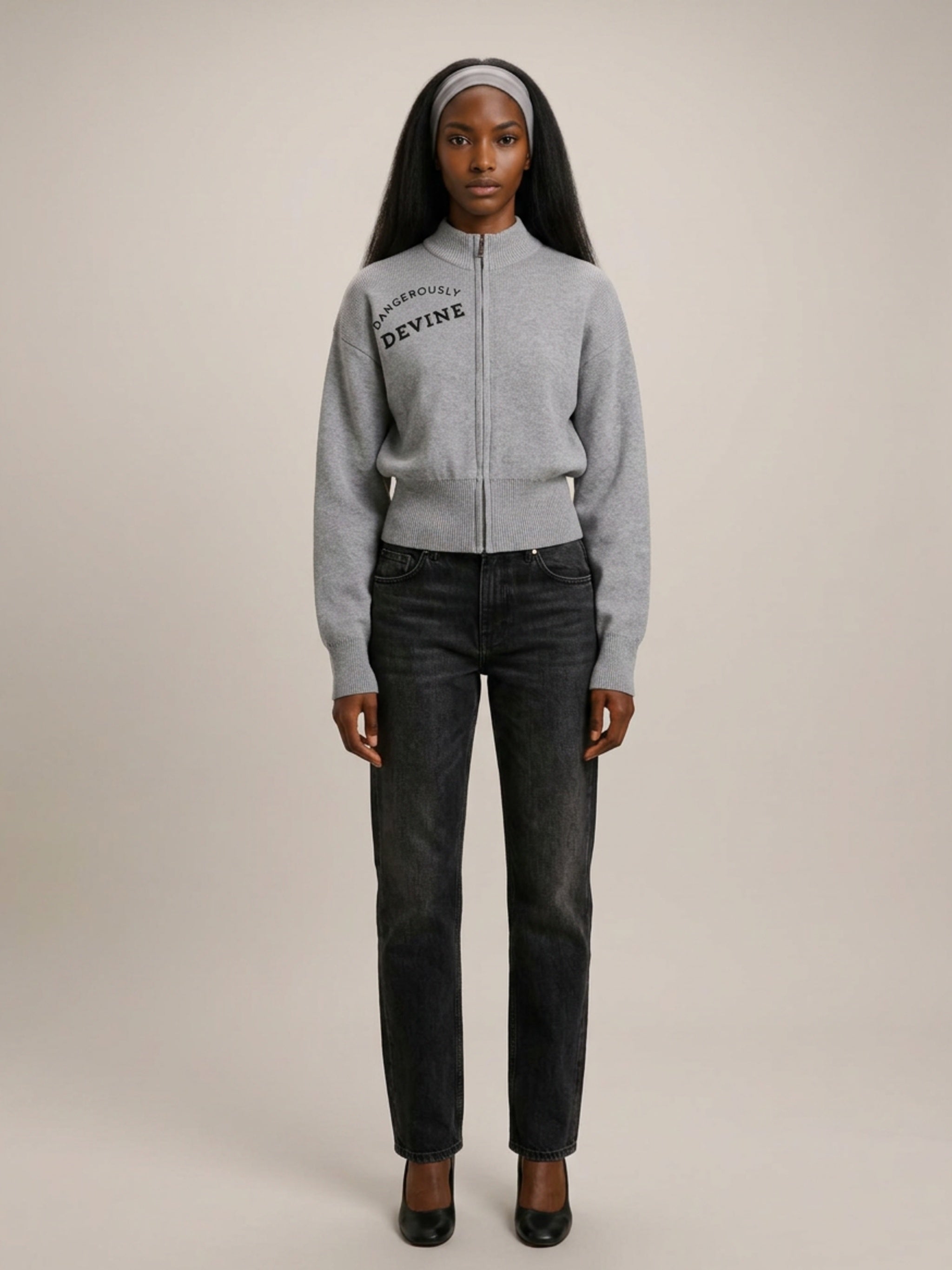 WOMENS ' DANGEROUSLY DEVINE' ' Mock Neck Zip Up Cardigan