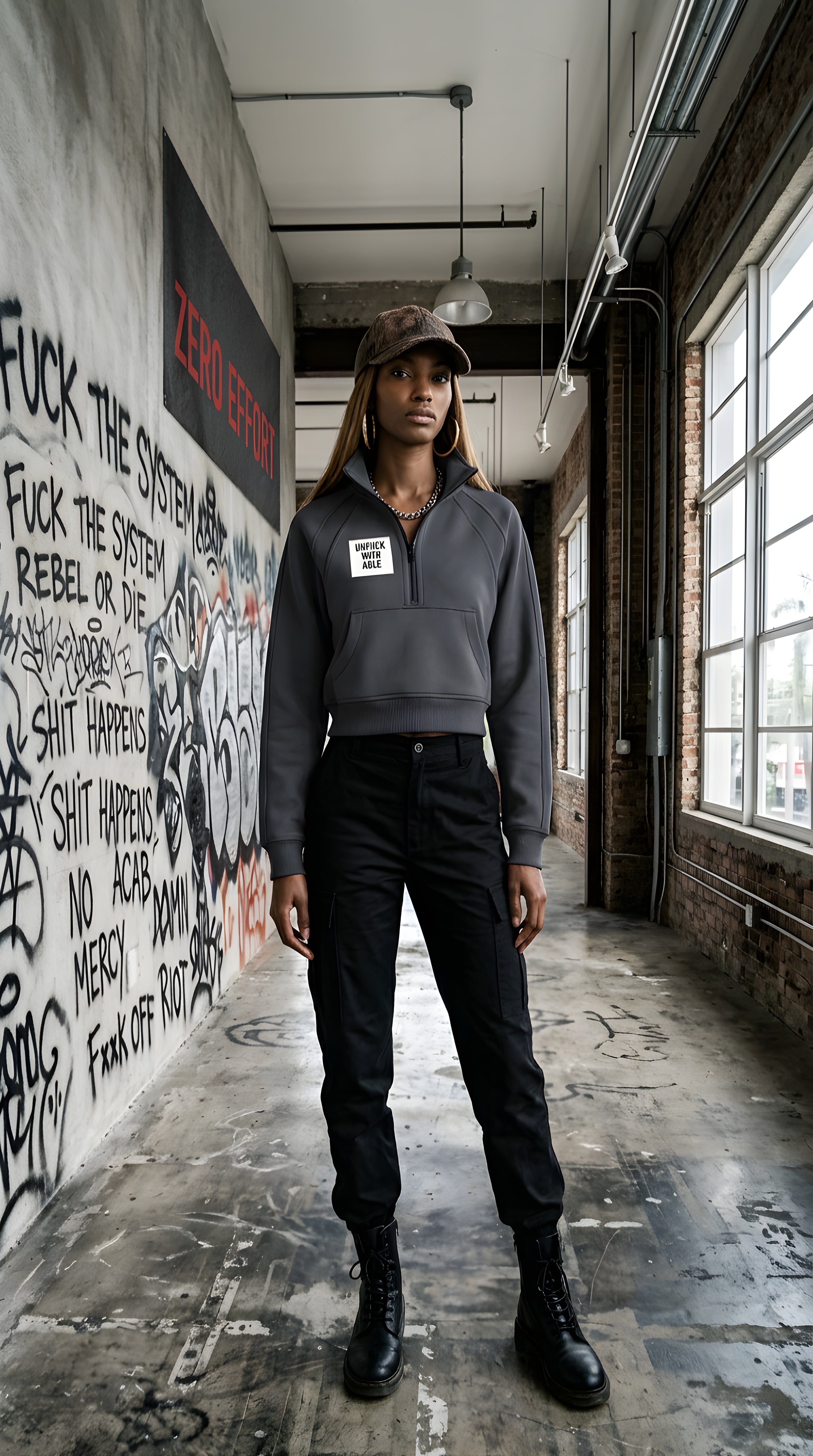 Womens Cropped Half-Zip Sweatshirt
