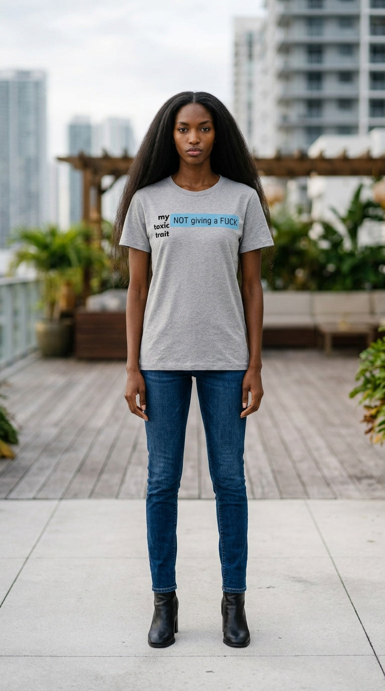 Womens 'TOXIC TRAIT' organic ribbed neck Tee