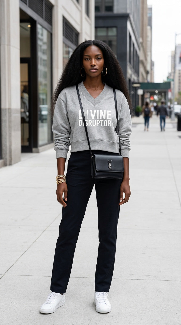 Women’s 'DIVINE DISRUPTOR' Crop V-Neck Sweat Top
