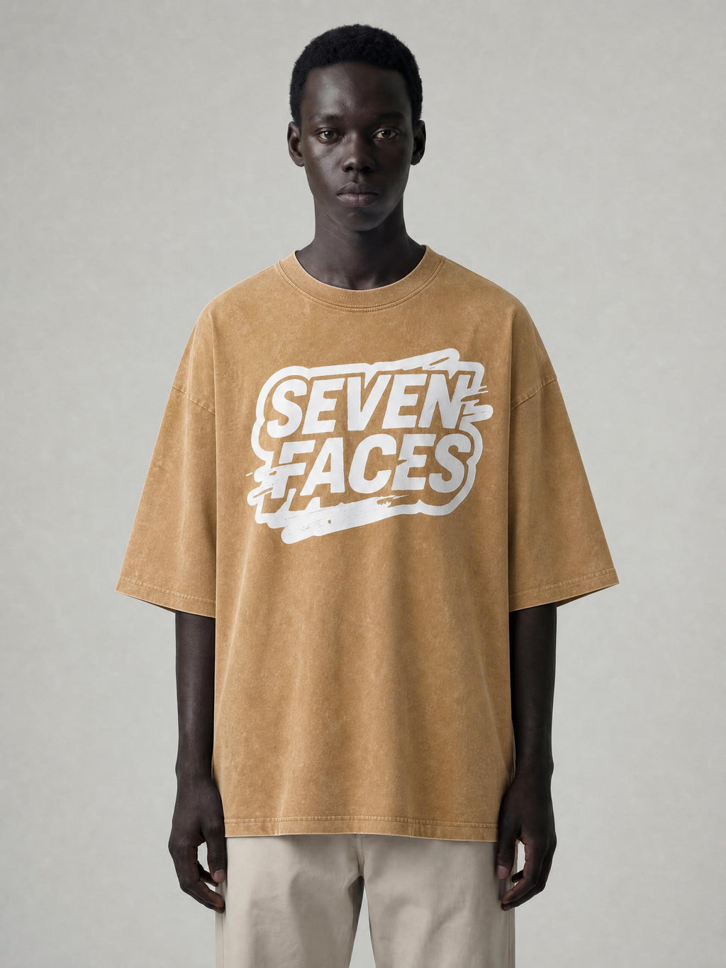 MENS ' SEVEN FACES ' Snow Washed Oversized Cotton TEE