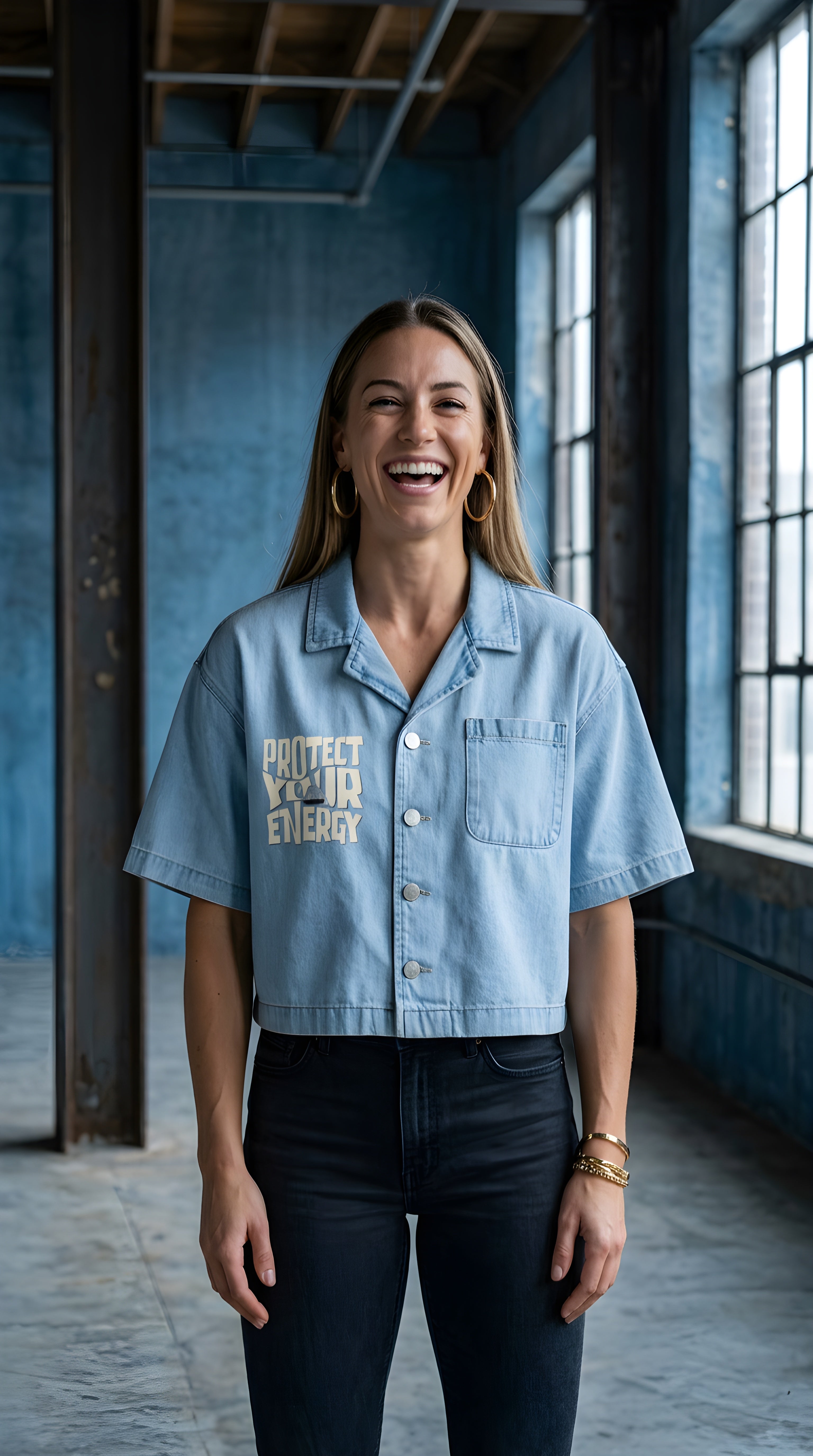 Women's Vintage Wash Boxy Cropped Shirt