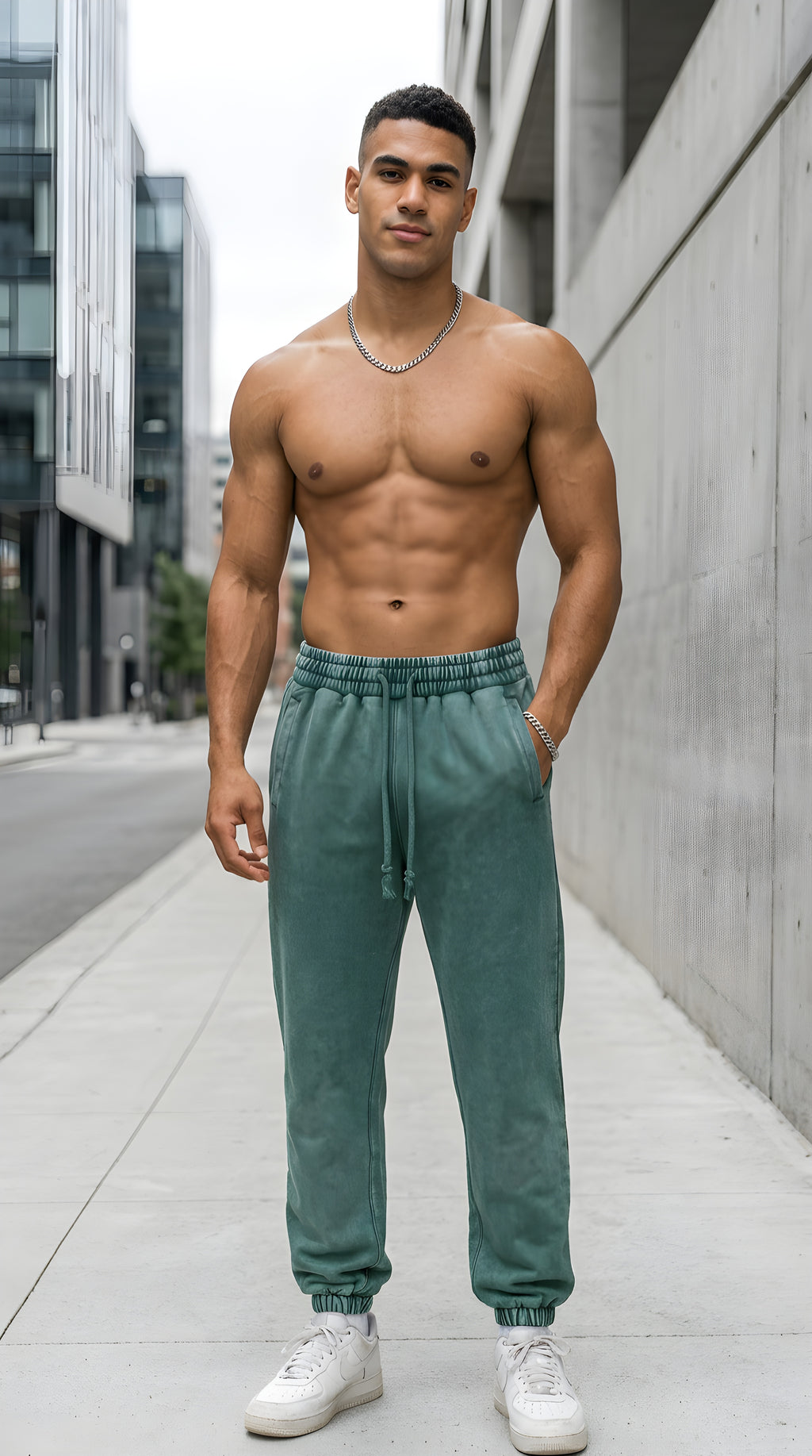 Mens Snow Wash Heavyweight Jogged Sweatpants