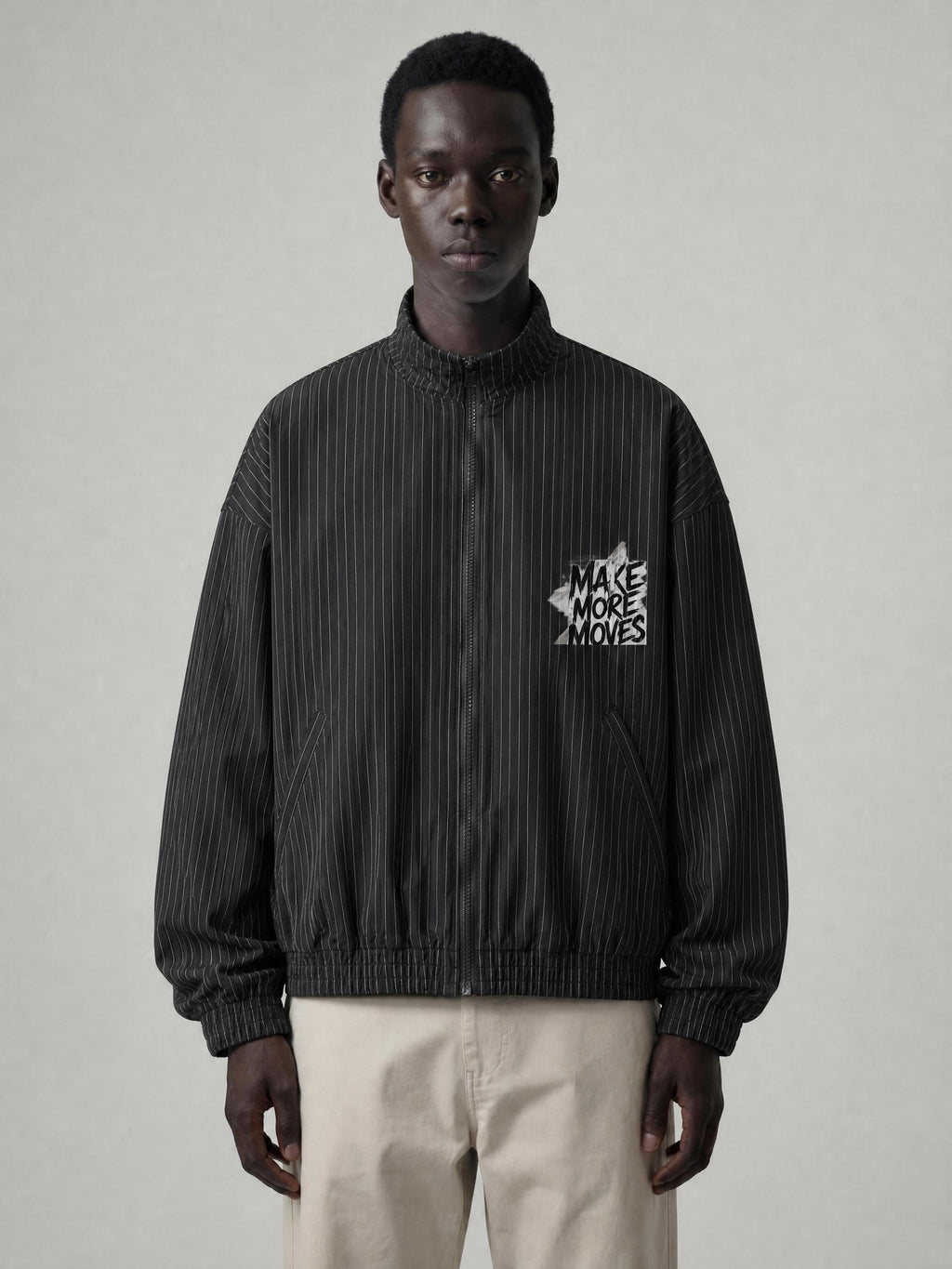 MENS ' MAKE MOVES ' Striped Full-Zip Track Jacket