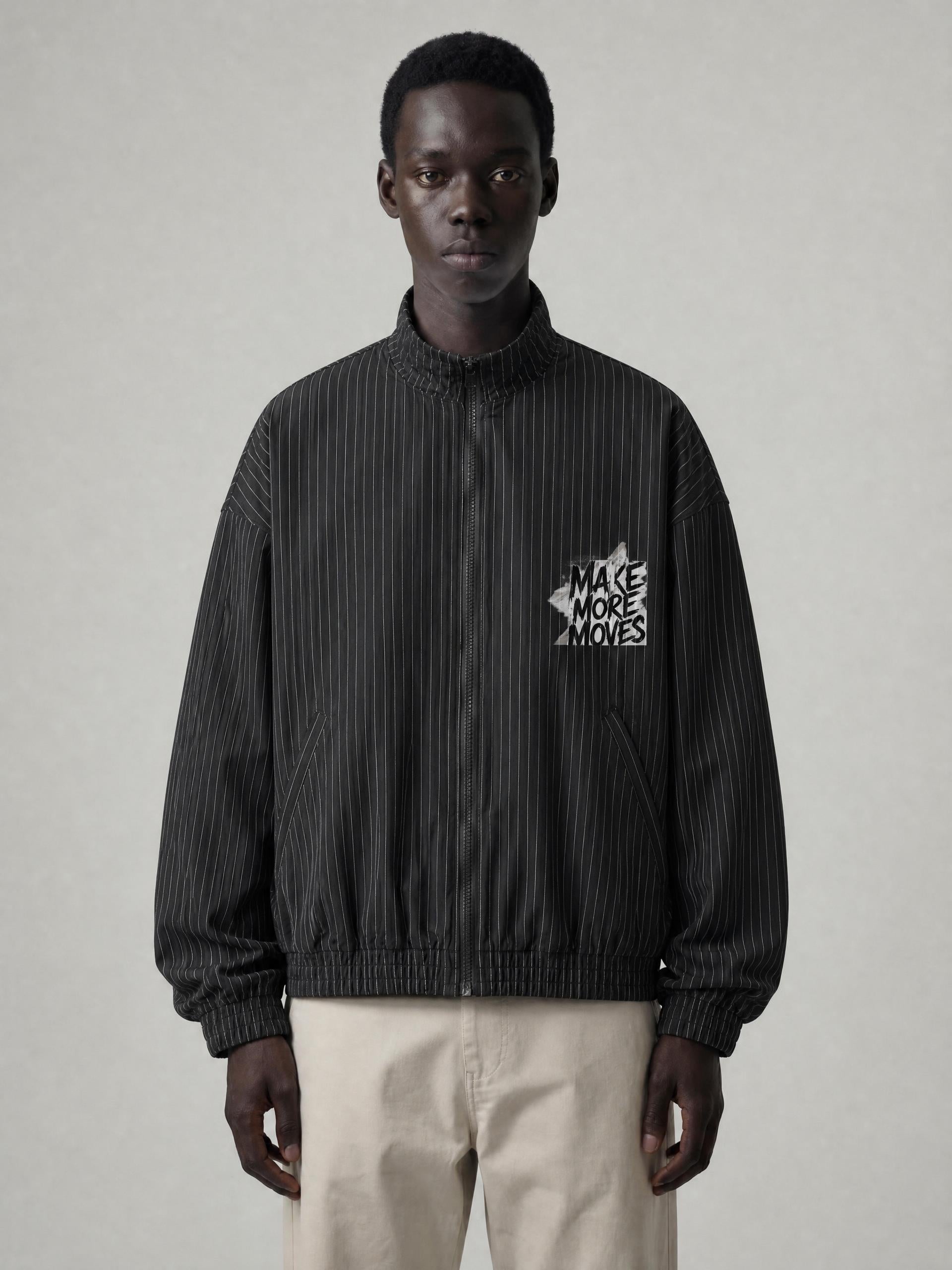 MENS ' MAKE MOVES ' Striped Full-Zip Track Jacket