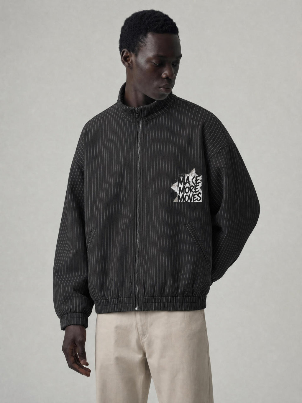MENS ' MAKE MOVES ' Striped Full-Zip Track Jacket