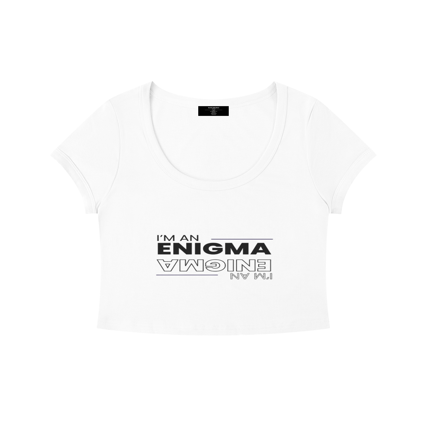 Womens 'ENIGMA' Solid Color Slim Crop Tee