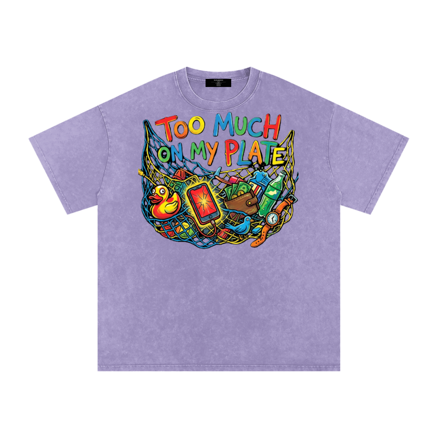 MENS '2 MUCH 2 PLATE' Snow Washed Oversized Cotton TEE
