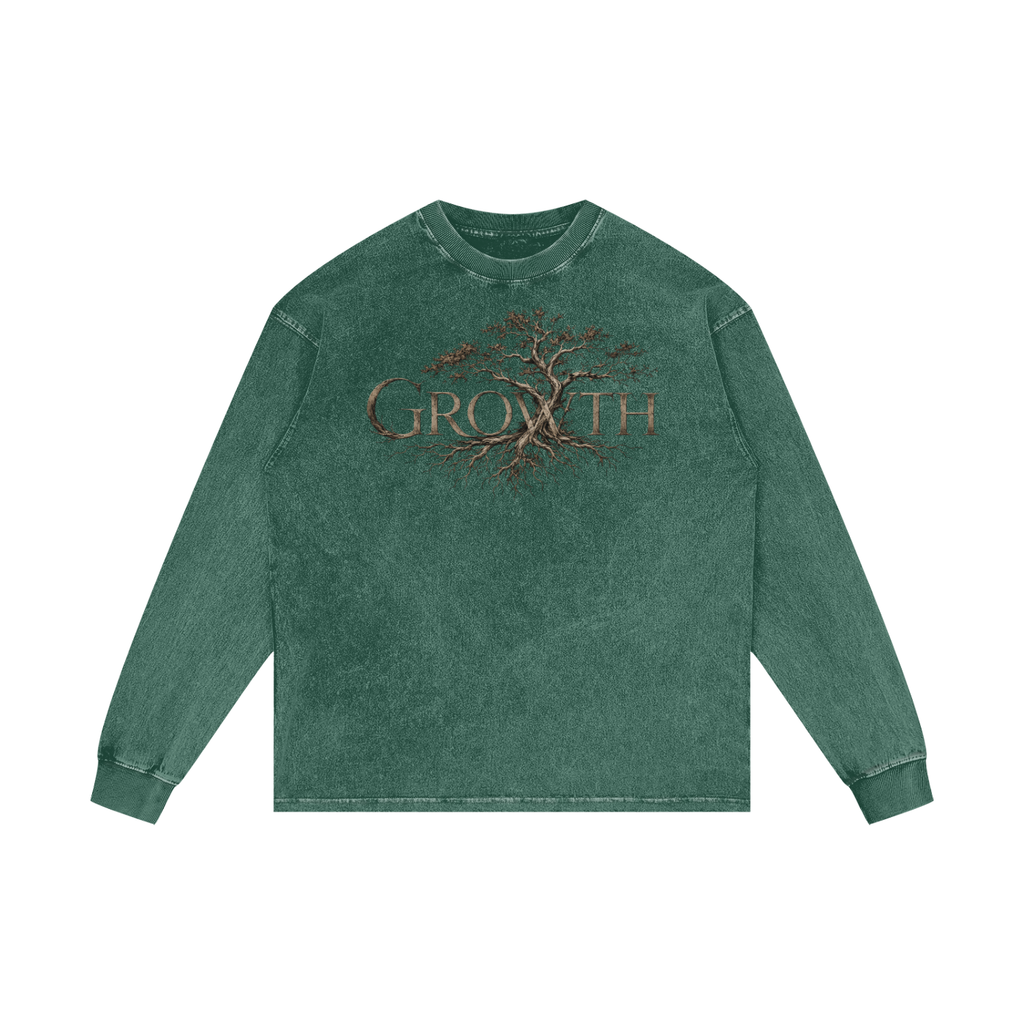 MENS 'GROWTH' Acid Wash Oversize Long Sleeve TEE
