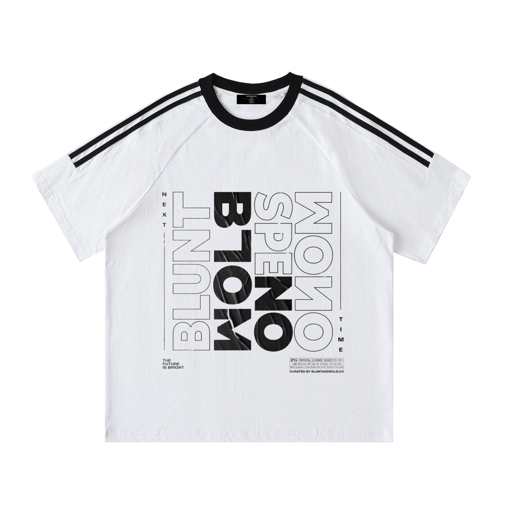 Mens 'BLOOM' Contrast Tape Crewneck Cotton Tee