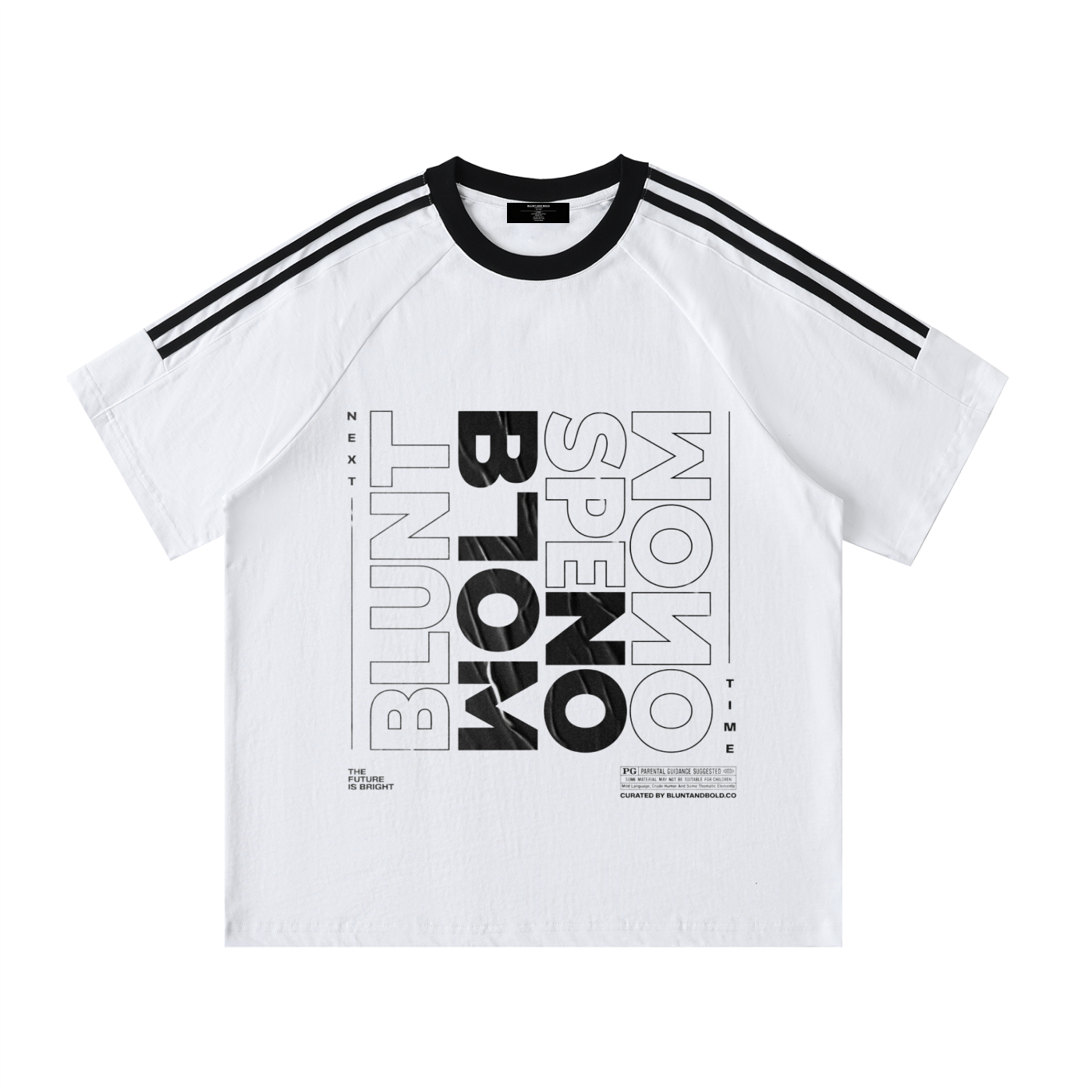Mens 'BLOOM' Contrast Tape Crewneck Cotton Tee