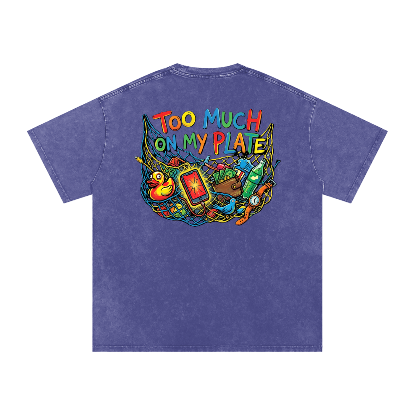MENS '2 MUCH 2 PLATE' Snow Washed Oversized Cotton TEE