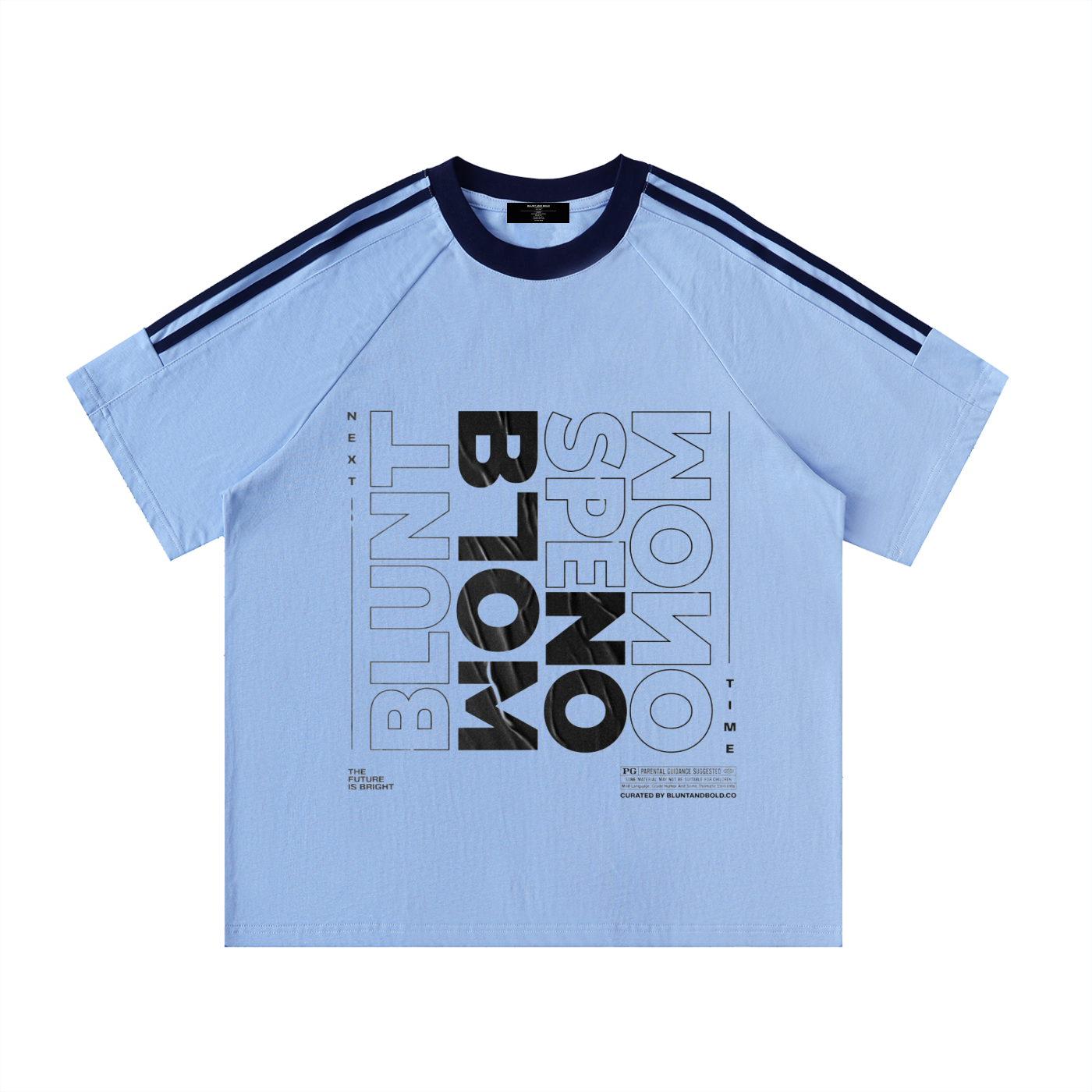 Mens 'BLOOM' Contrast Tape Crewneck Cotton Tee