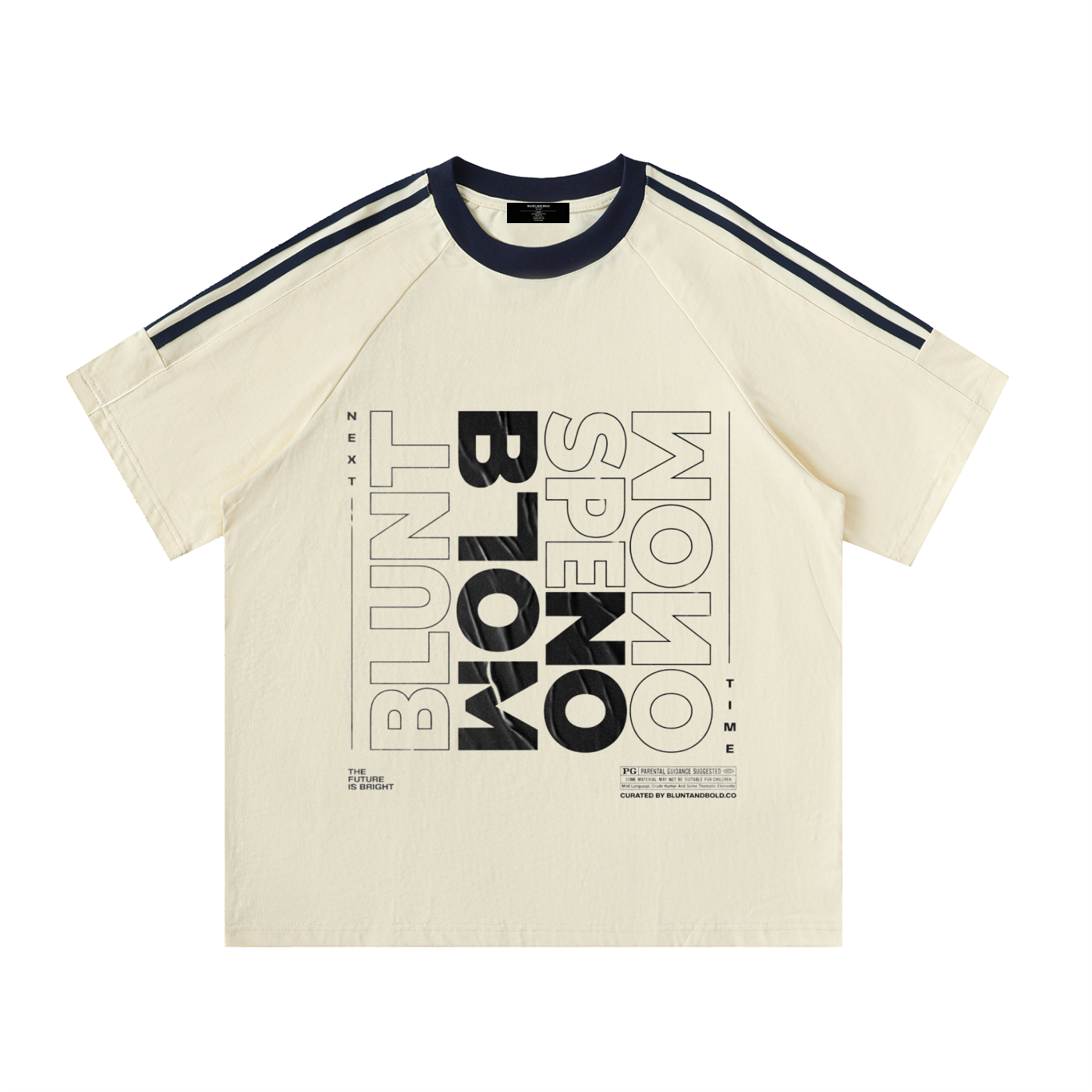 Mens 'BLOOM' Contrast Tape Crewneck Cotton Tee