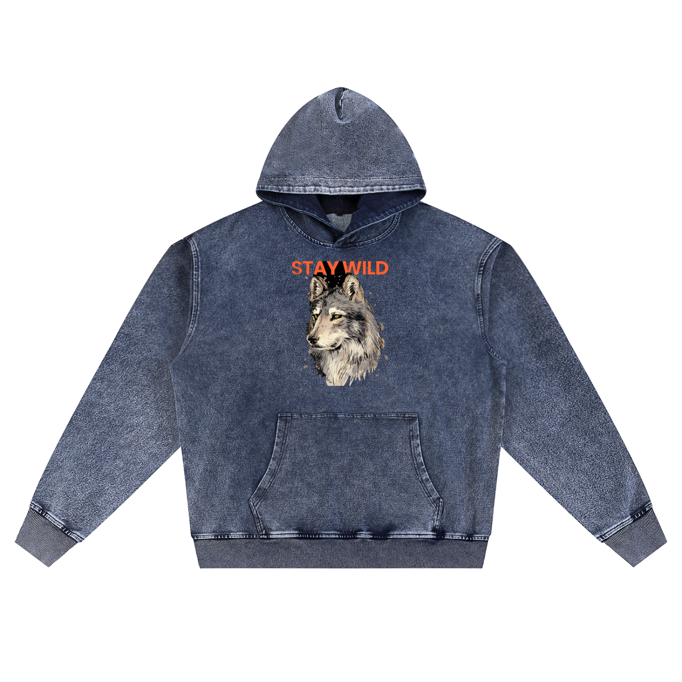 Mens 'STAY WILD" Snow Wash Oversized Hoodie