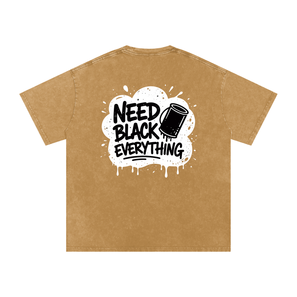 MENS 'NEED  BLACK EVERYTHING 'Snow Washed Oversized Cotton TEE