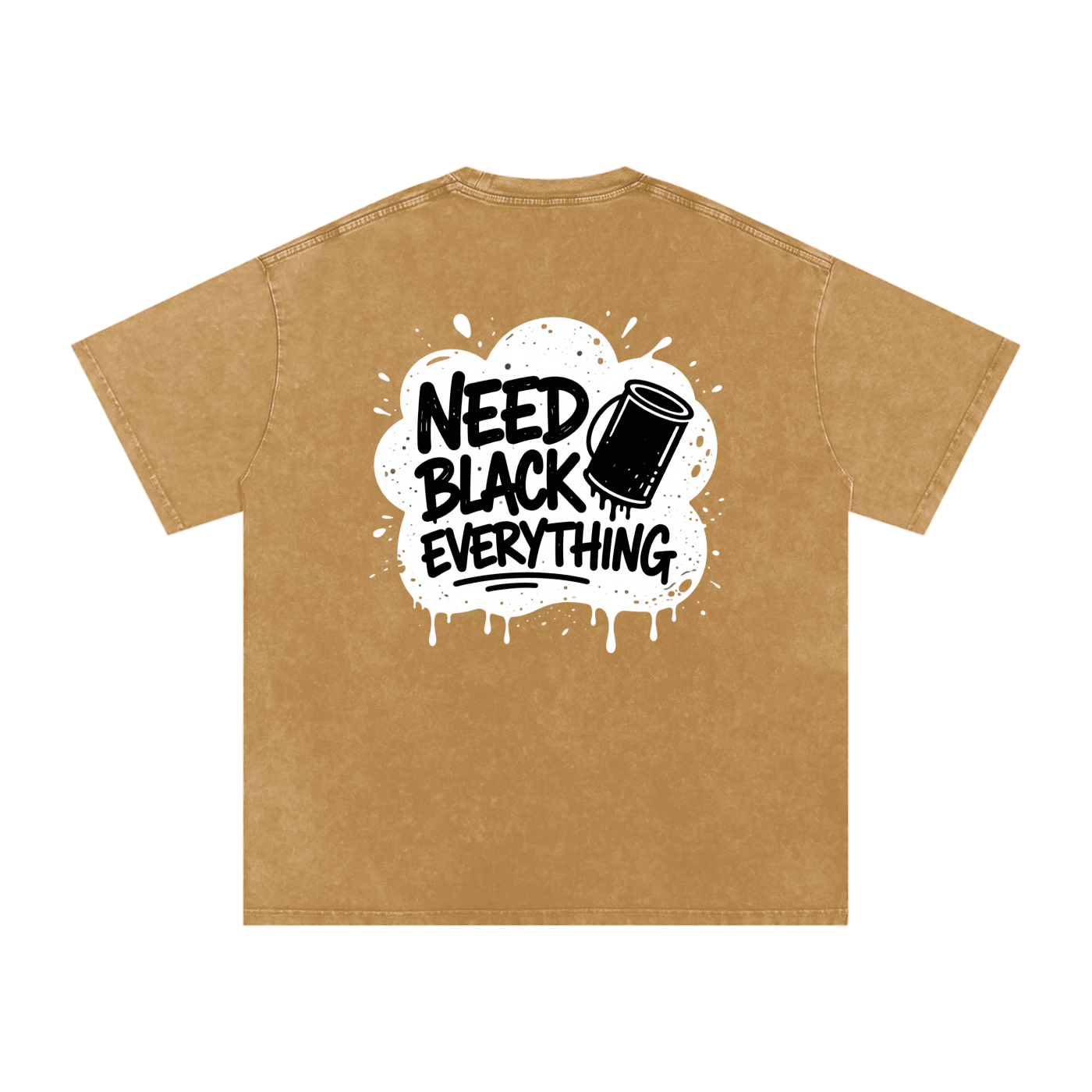 MENS 'NEED  BLACK EVERYTHING 'Snow Washed Oversized Cotton TEE