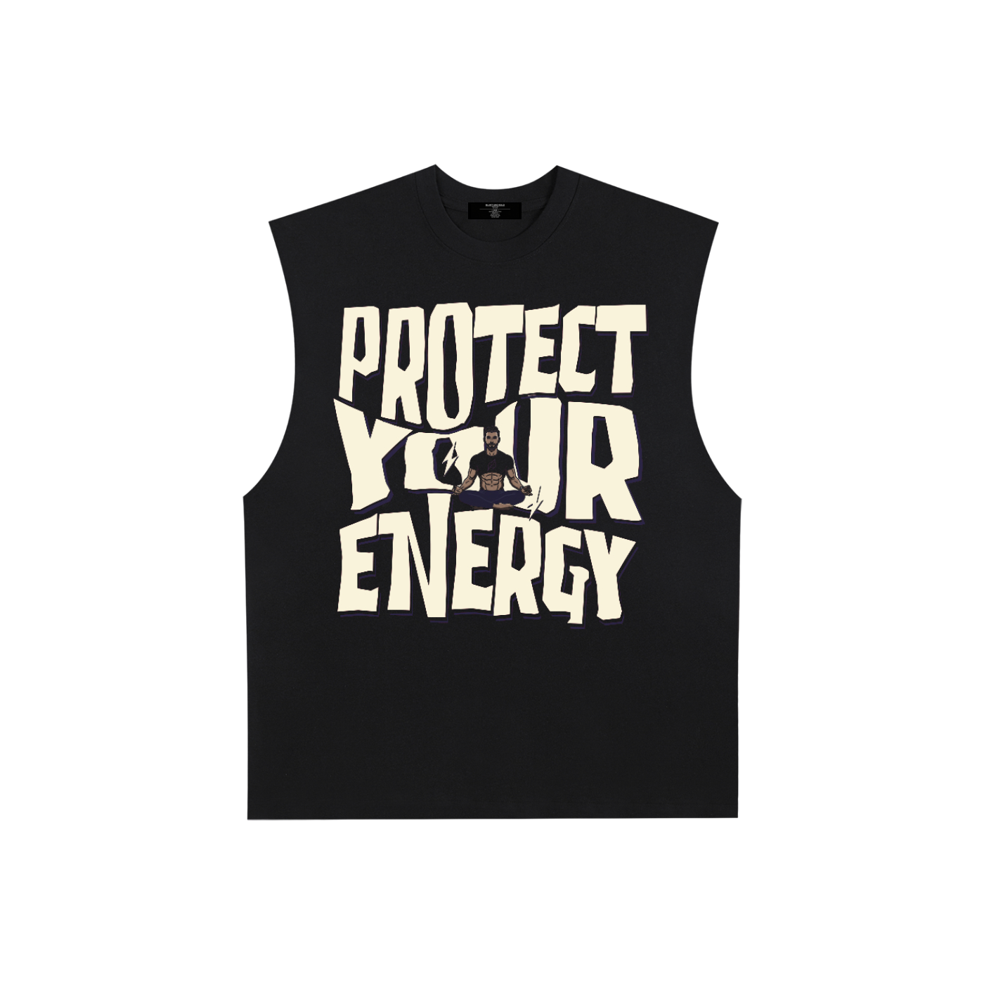 Mens 'PROTECT YOUR ENERGY' Raw Edge Cotton Tank