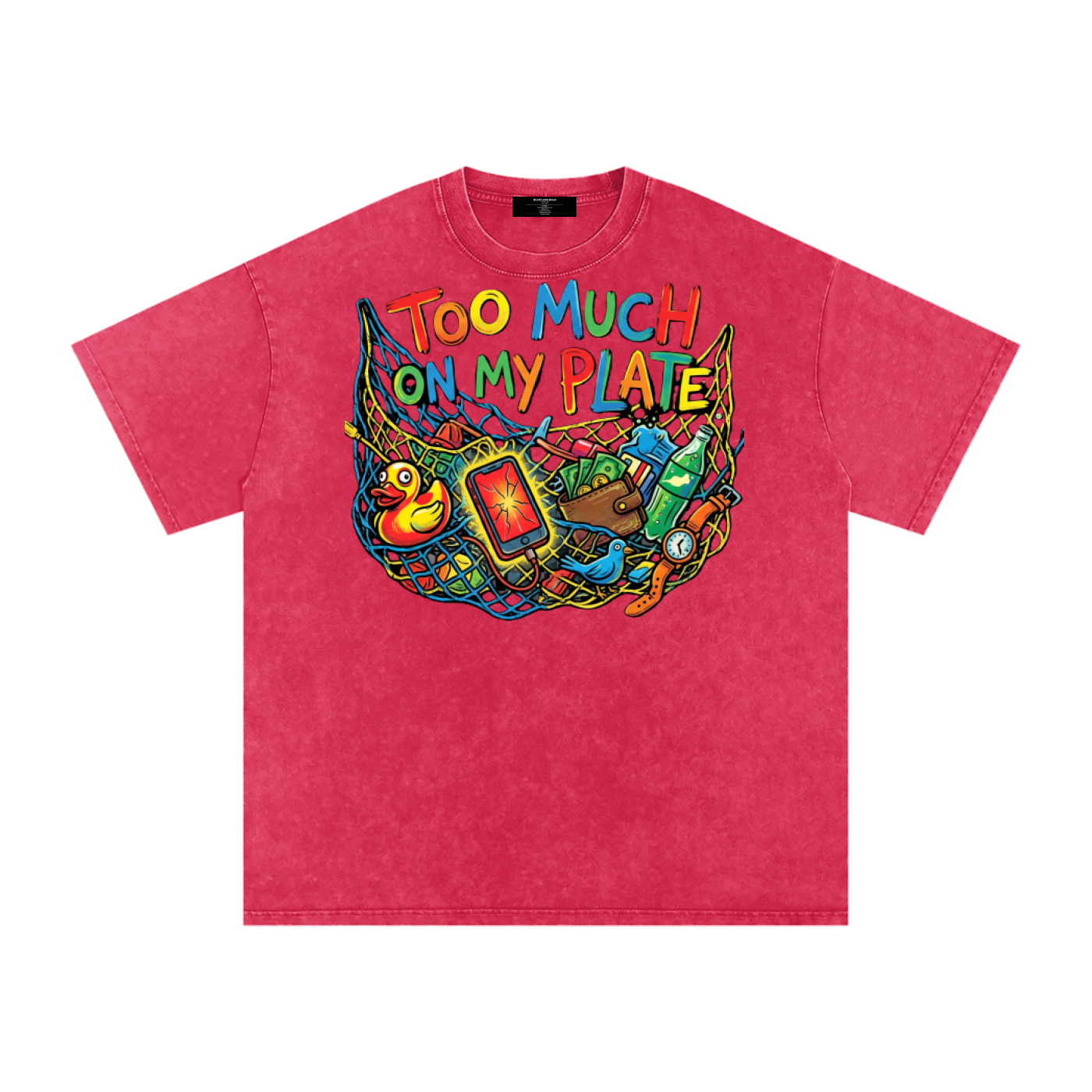 MENS '2 MUCH 2 PLATE' Snow Washed Oversized Cotton TEE