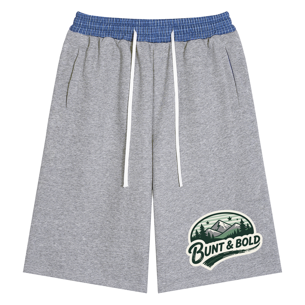 Unisex Plaid Waistband Shorts