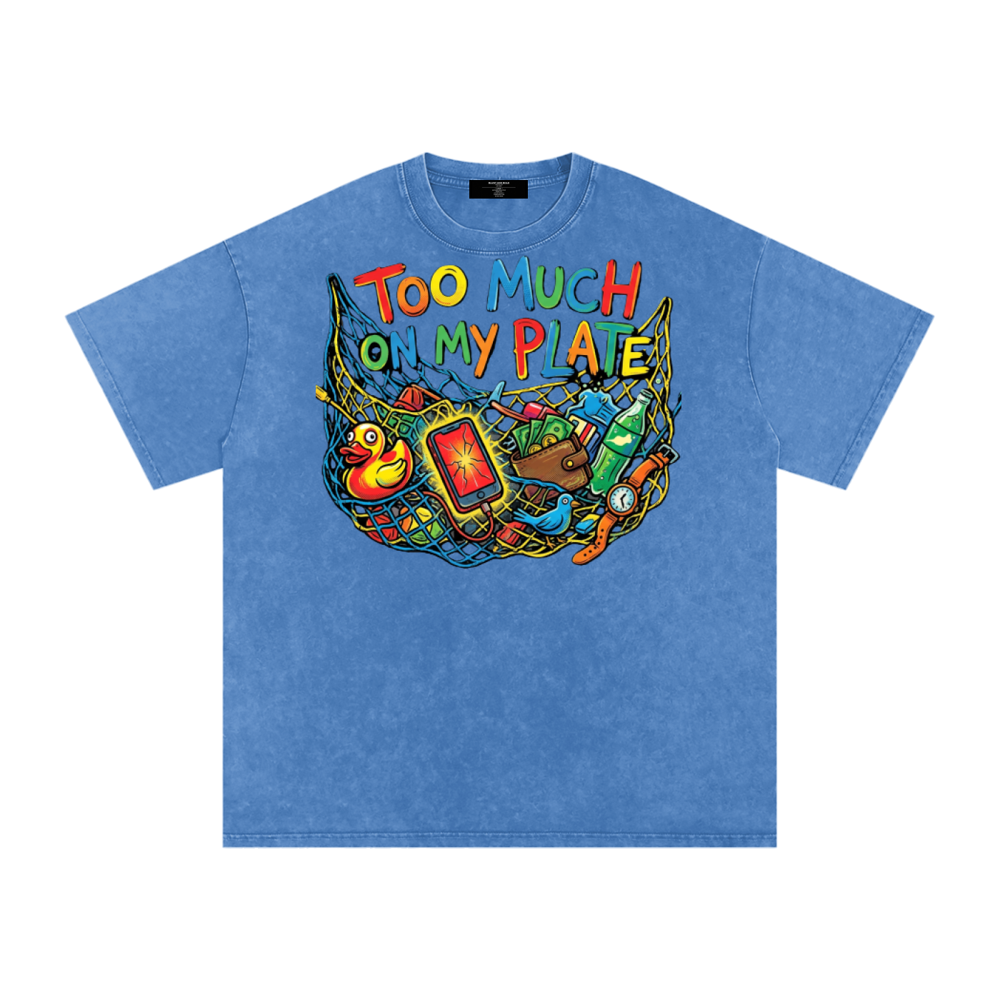 MENS '2 MUCH 2 PLATE' Snow Washed Oversized Cotton TEE