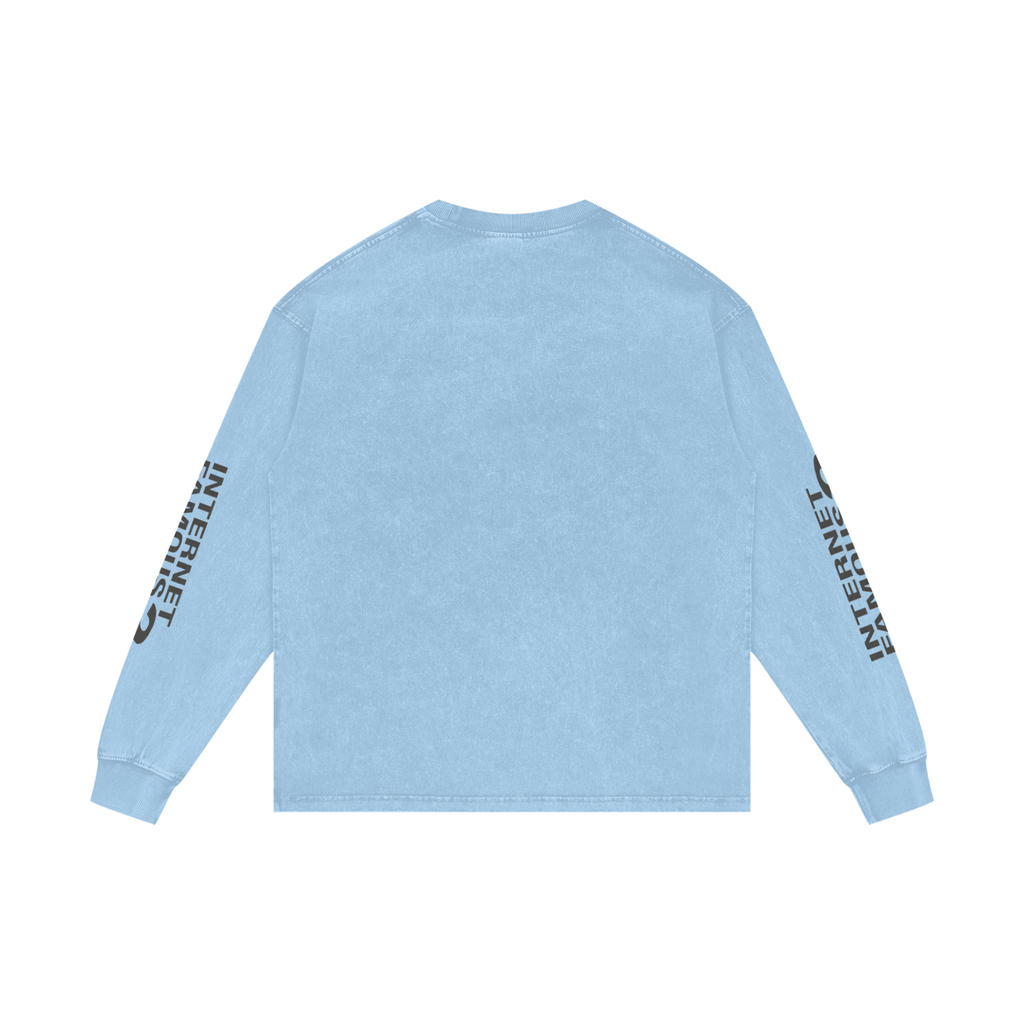 MENS '  INTERNET FAMOUS ; Acid Wash Oversize Long Sleeve TEE