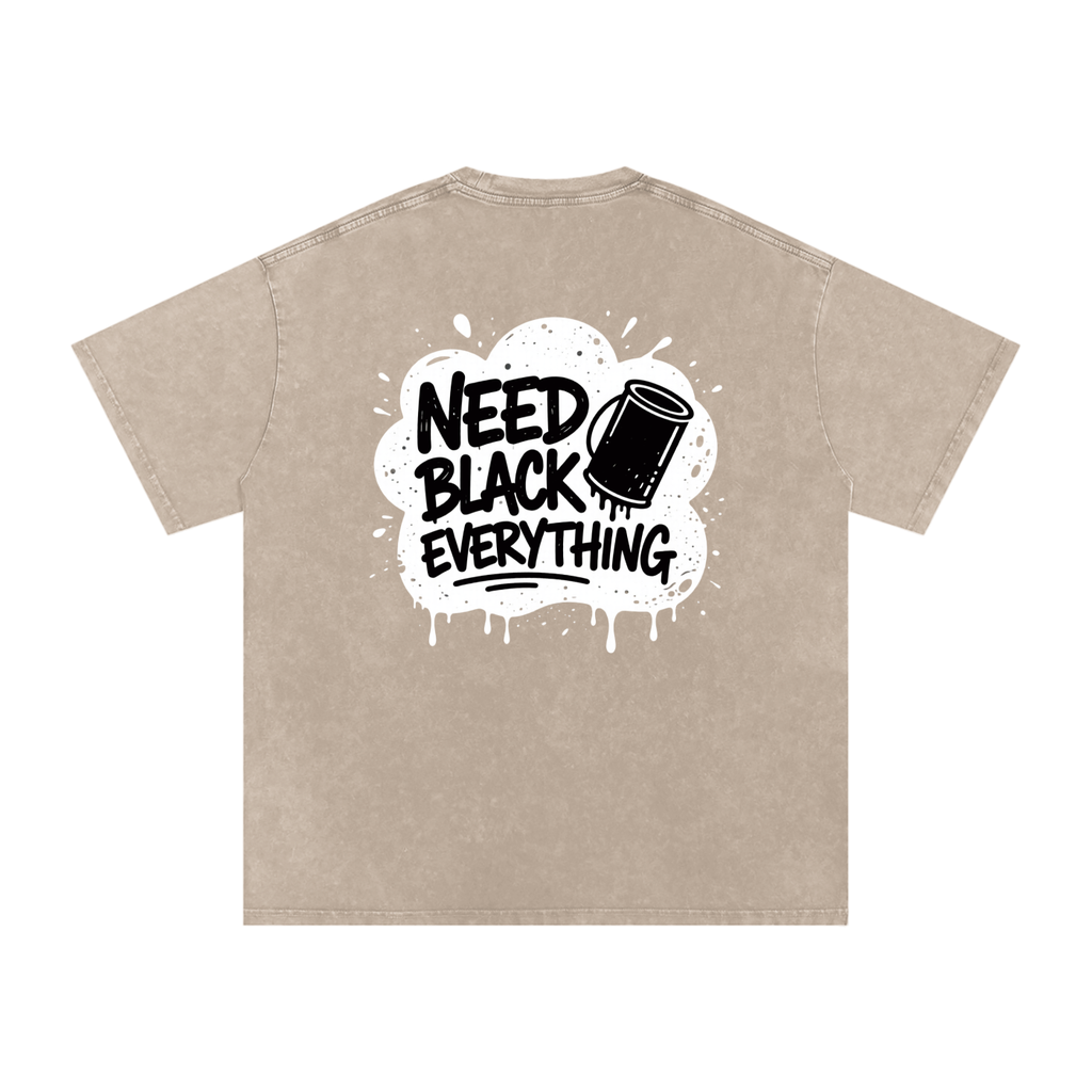 MENS 'NEED  BLACK EVERYTHING 'Snow Washed Oversized Cotton TEE