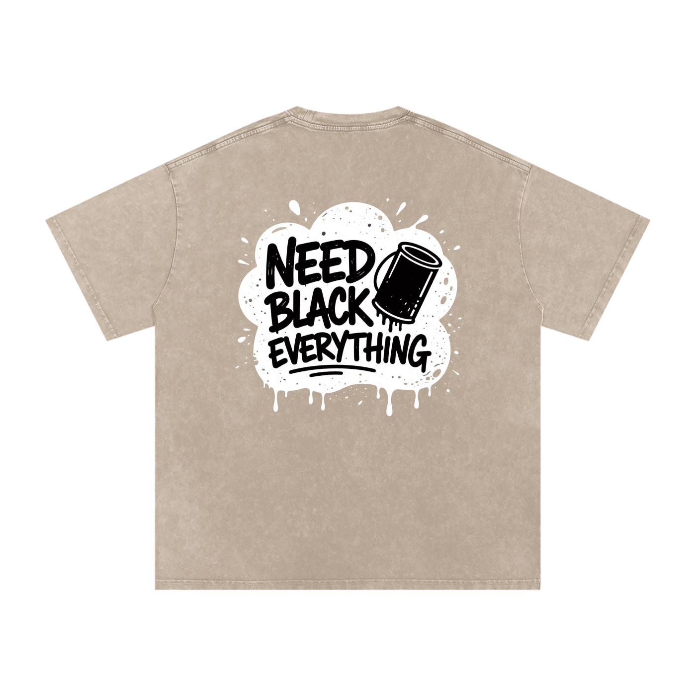 MENS 'NEED  BLACK EVERYTHING 'Snow Washed Oversized Cotton TEE