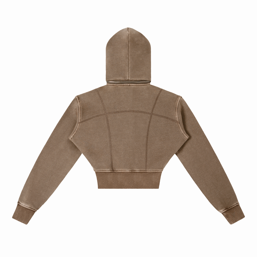 Womens 'STAY WILD' Vintage Washed Cropped Fleece Hoodie
