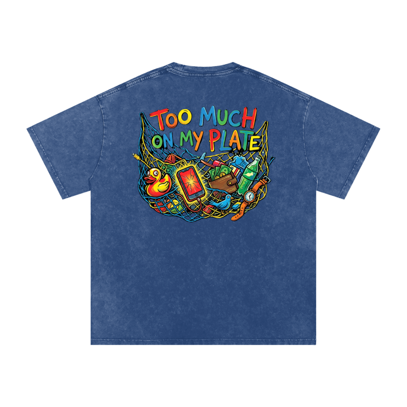 MENS '2 MUCH 2 PLATE' Snow Washed Oversized Cotton TEE