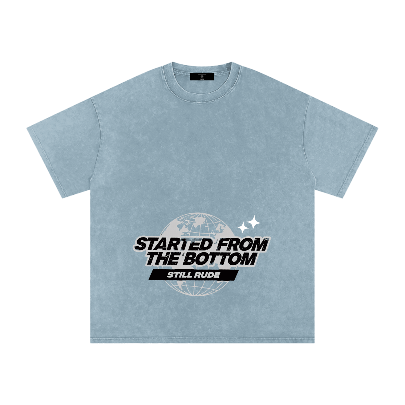 MENS ' FROM THE BOTTOM ' Snow Washed Oversized Cotton TEE