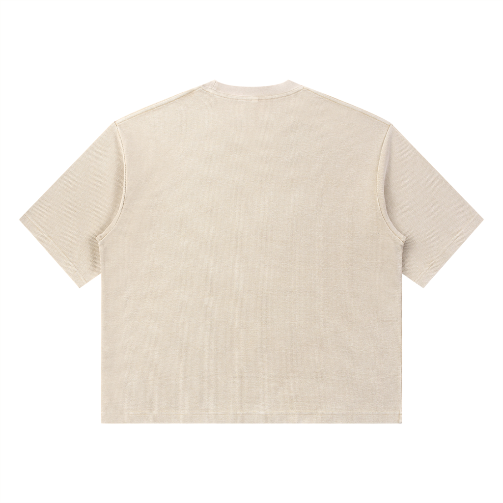 Mens 'HERE WE GLOW' Mineral Wash Waffle Boxy Tee