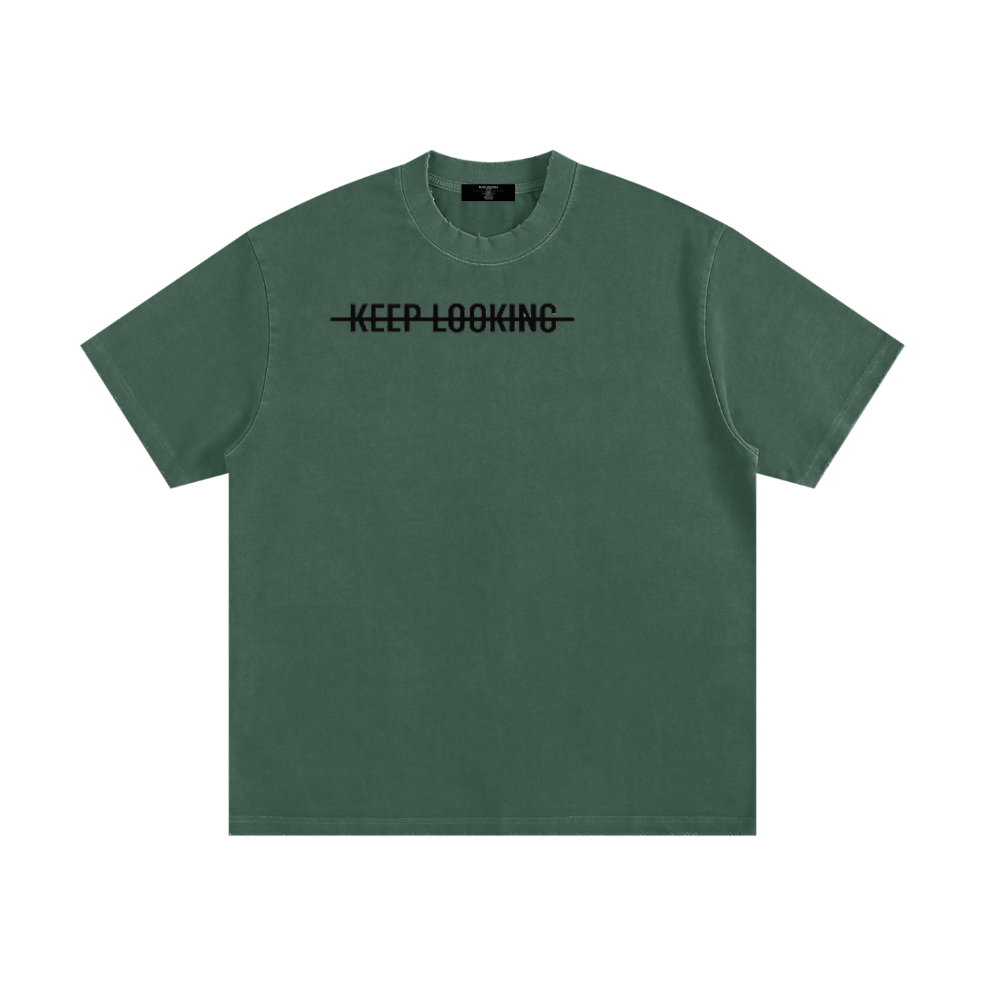 Mens 'KEEP LOOKING' Heavyweight Vintage Washed Frayed Tee