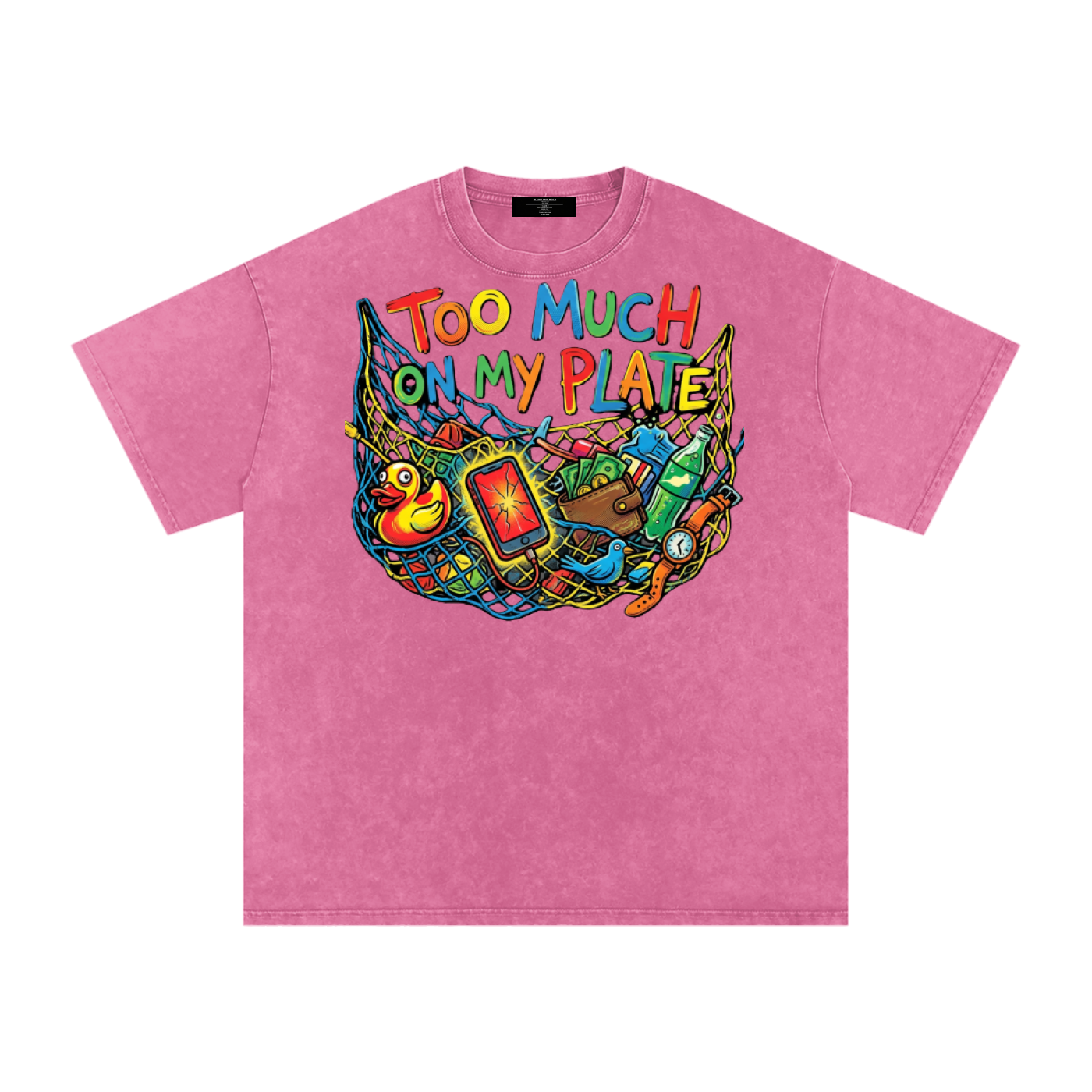 MENS '2 MUCH 2 PLATE' Snow Washed Oversized Cotton TEE