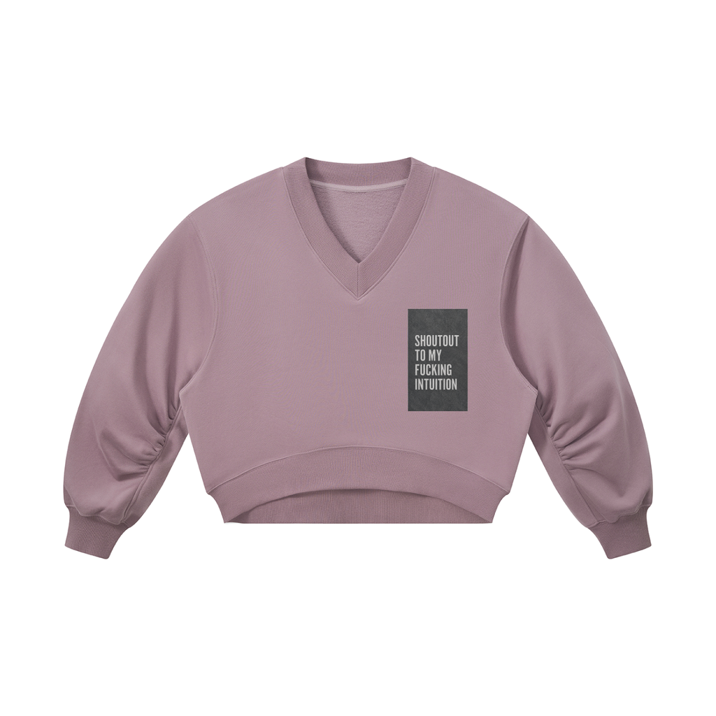 WOMENS 'MY INTUITION' (explicit)  Crop V-Neck Sweatshirt