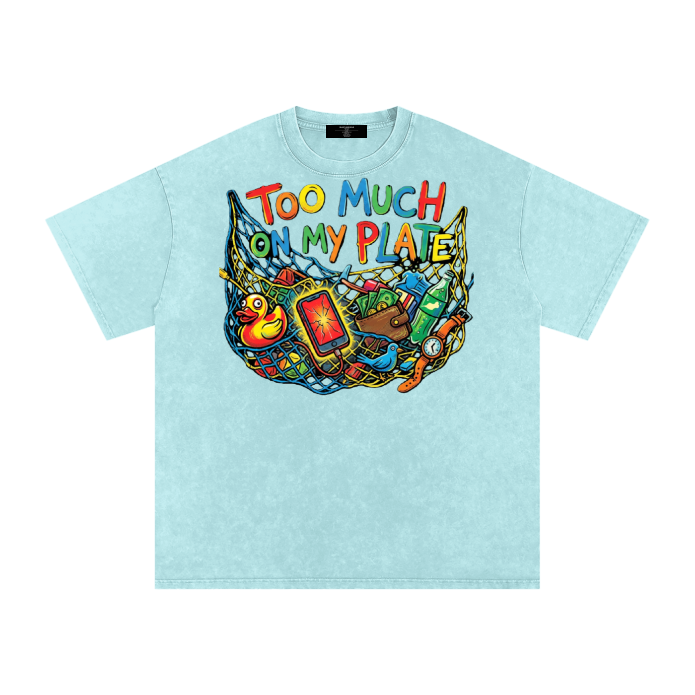 MENS '2 MUCH 2 PLATE' Snow Washed Oversized Cotton TEE