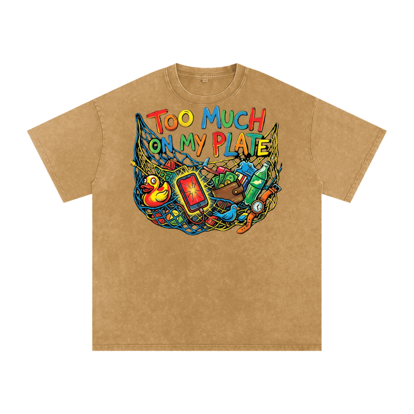 MENS ' TO MUCH TO PLATE' Snow Washed Oversized Cotton TEE